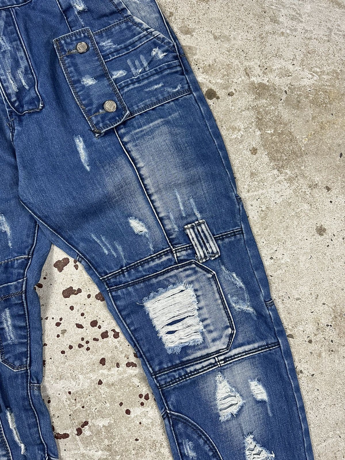 If Six Was Nine × Vintage Vintage Y2K Cargo Distressed Reworked Denim Pants Jeans Size US 32 / EU 48 - 6 Thumbnail