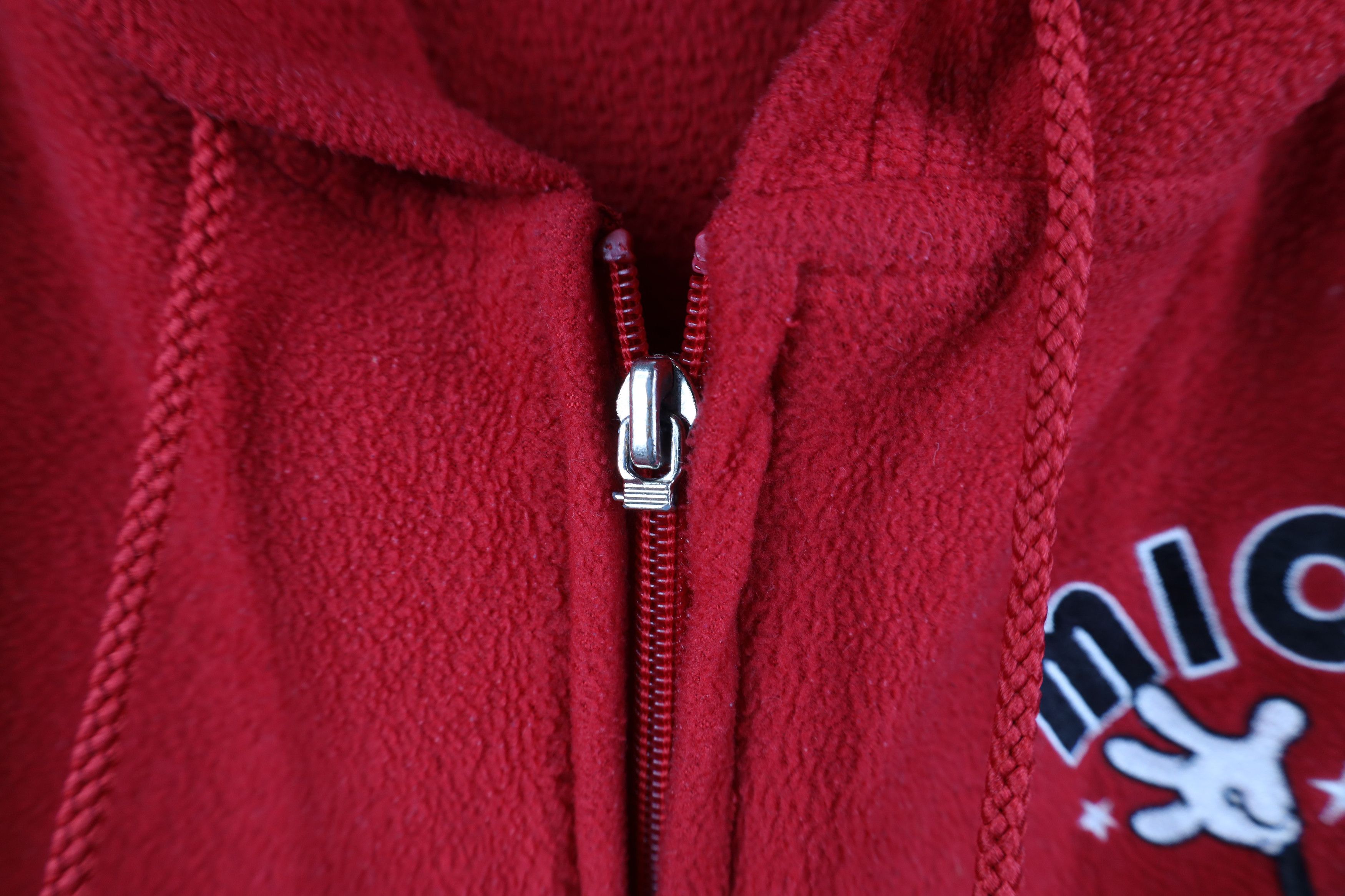Disney Vintage 90s Disney Mickey Mouse Full Zip Fleece Hoodie Red Size 3XL / US 20-22 - 5 Thumbnail