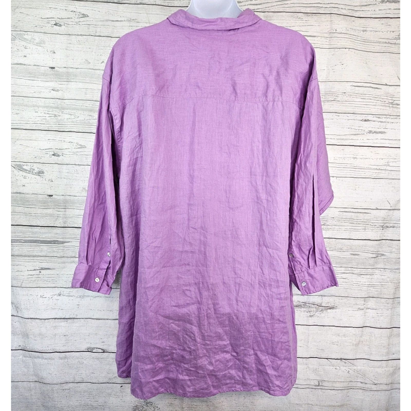 Vintage Rove Womens Linen Shirt Dress Sz 3X Purple Long Sleeve Shirt Dress Womens Plus 3X Purple Linen Size XXL / US 16-18 / IT 52-54 - 3 Thumbnail