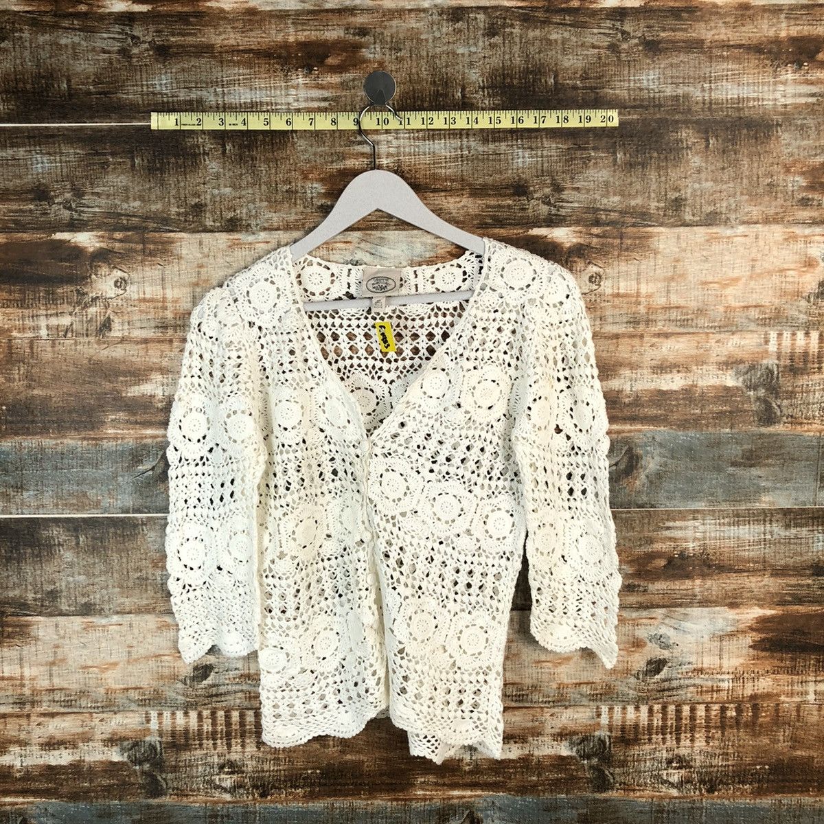 Laura Ashley Laura Ashley White crochet mesh net Cardigan Knitwear #A1483 Size S / US 4 / IT 40 - 1 Thumbnail
