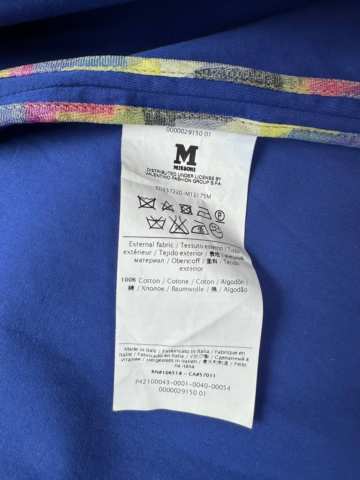 Missoni Missoni Blue Cotton Coat - Made in Italy Size M / US 6-8 / IT 42-44 - 5 Thumbnail