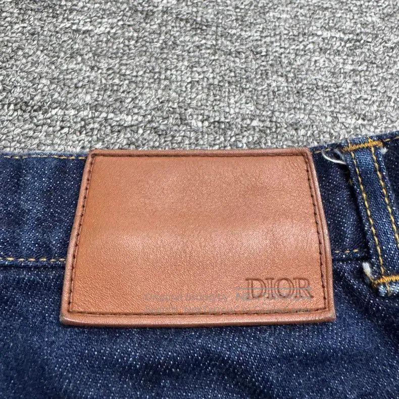 Dior Dior Dark Blue Denim Jeans with Leather Patch. Size US 31 - 3 Thumbnail