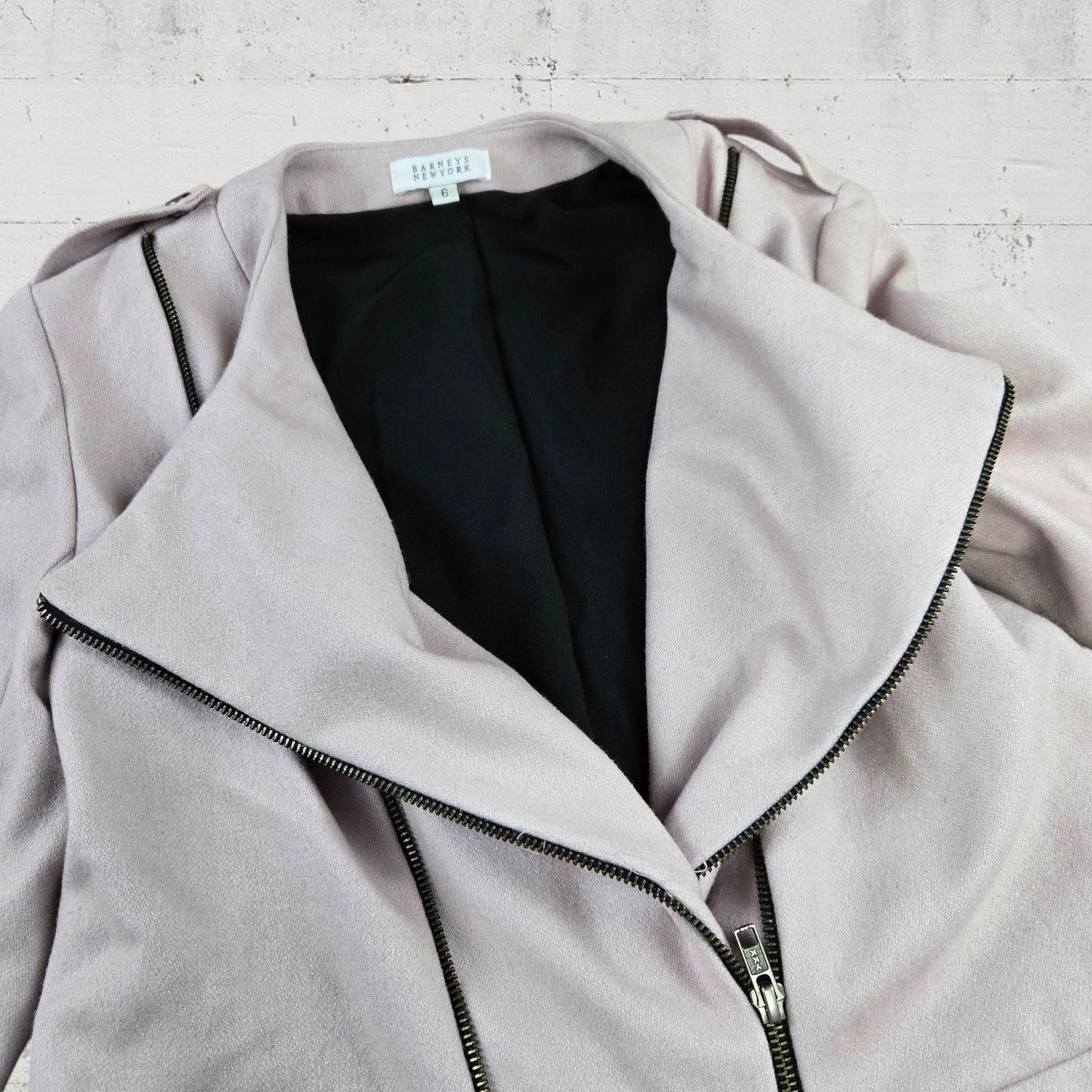Barneys New York Vintage Barneys Pink Wool Blend Moto Jacket Size 6 Size M / US 6-8 / IT 42-44 - 7 Thumbnail
