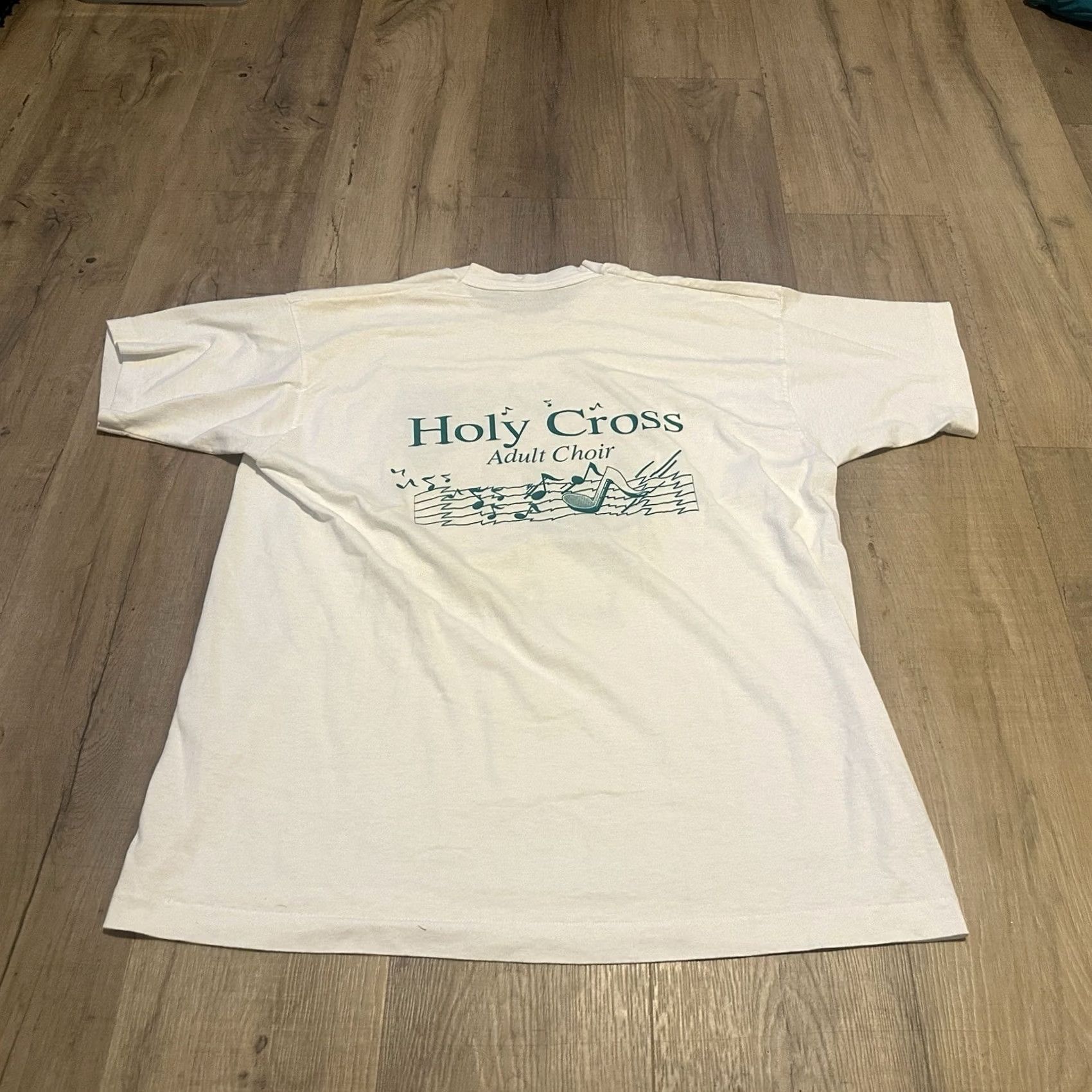 Fruit Of The Loom VINTAGE Fruit of the Loom Jesus Shirt Mens XL Crew Neck White 90s Graphic Print Sing Onto The Lord Single Stitch T-Shirt Size US XL / EU 56 / 4 - 6 Thumbnail
