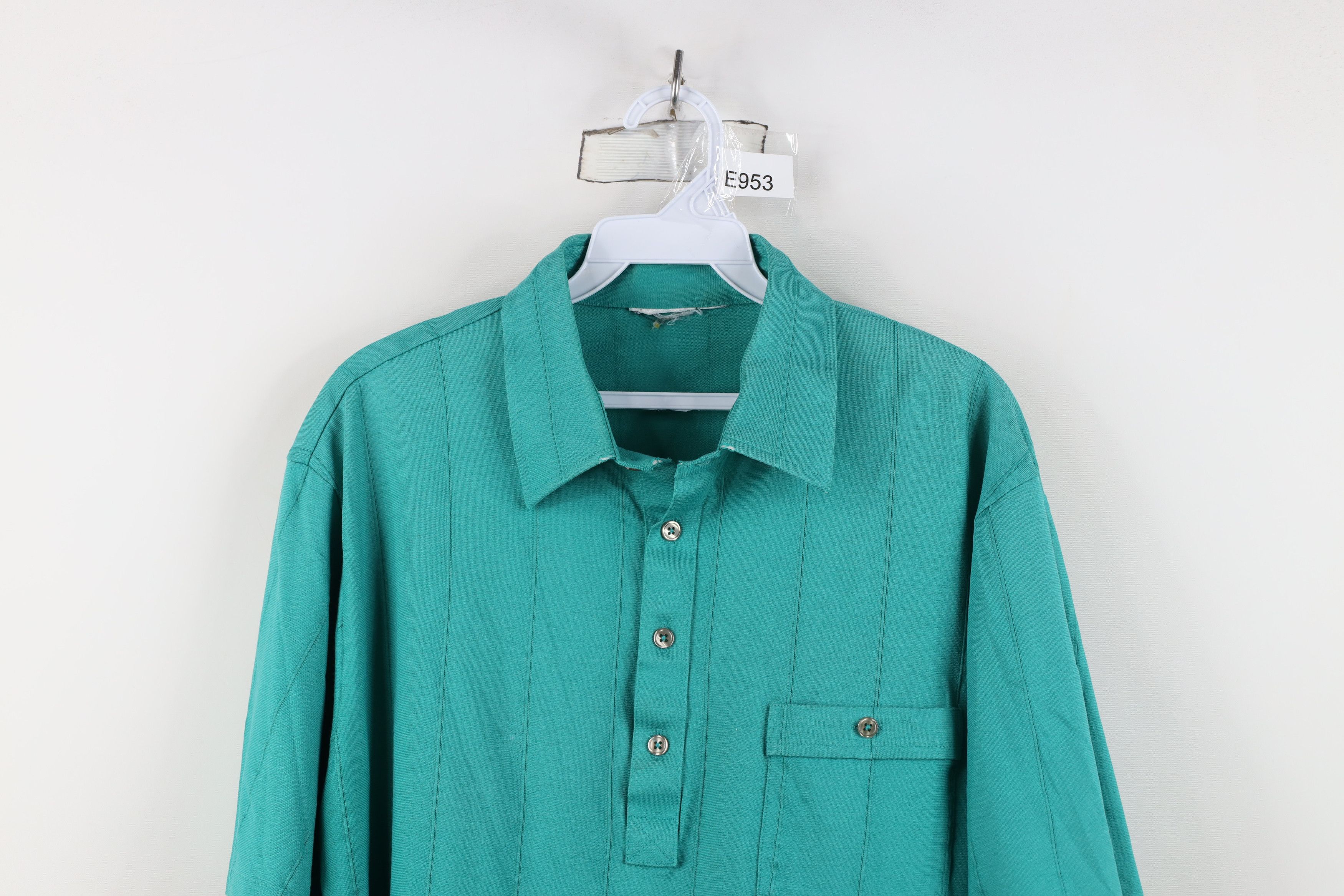 Vintage Vintage 90s Streetwear Striped Knit Golf Polo Shirt Teal Size US L / EU 52-54 / 3 - 2 Thumbnail