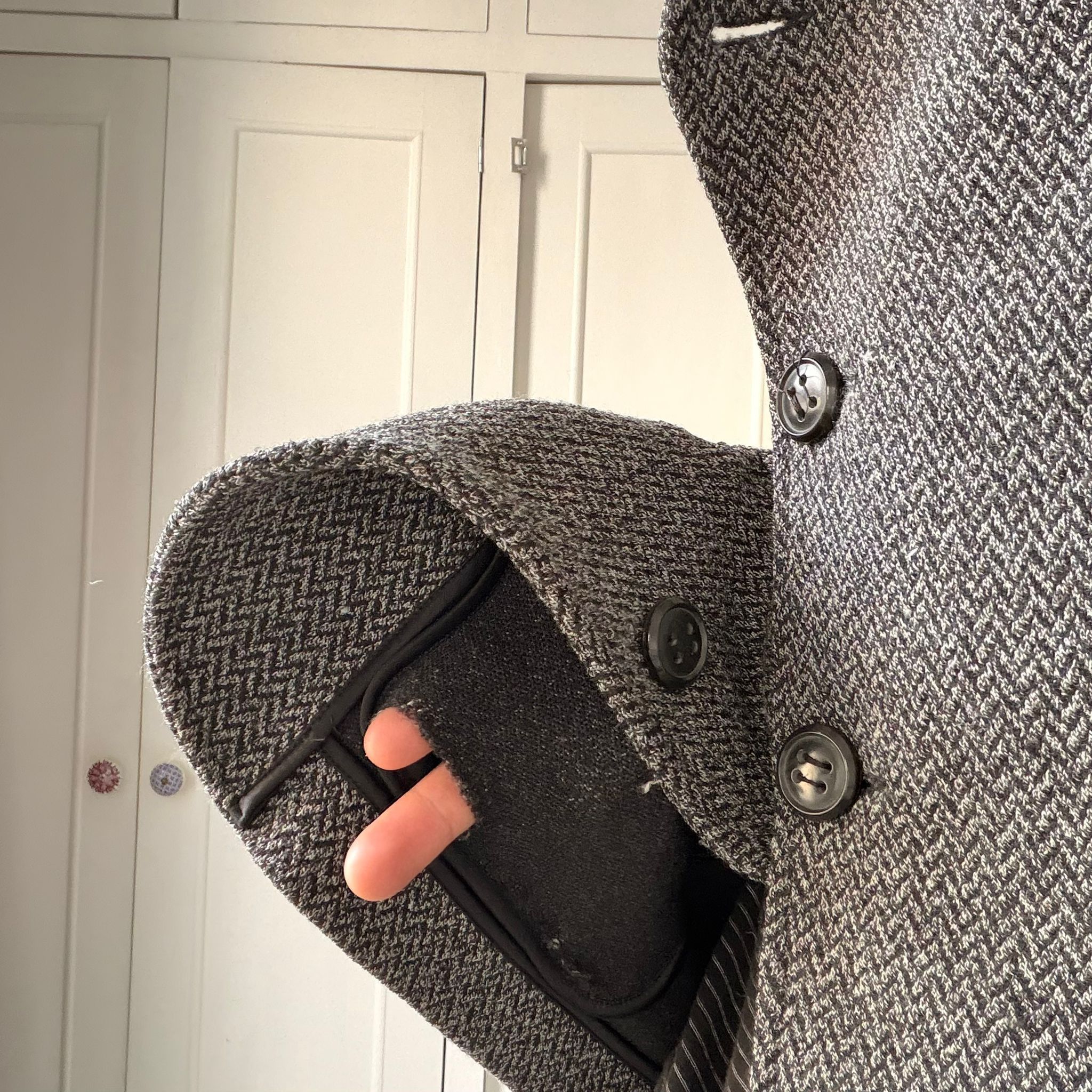 Giorgio Armani Borgo 21 Unstructured Herringbone Wool Blazer w Velvet Trim Size 40L - 8 Thumbnail
