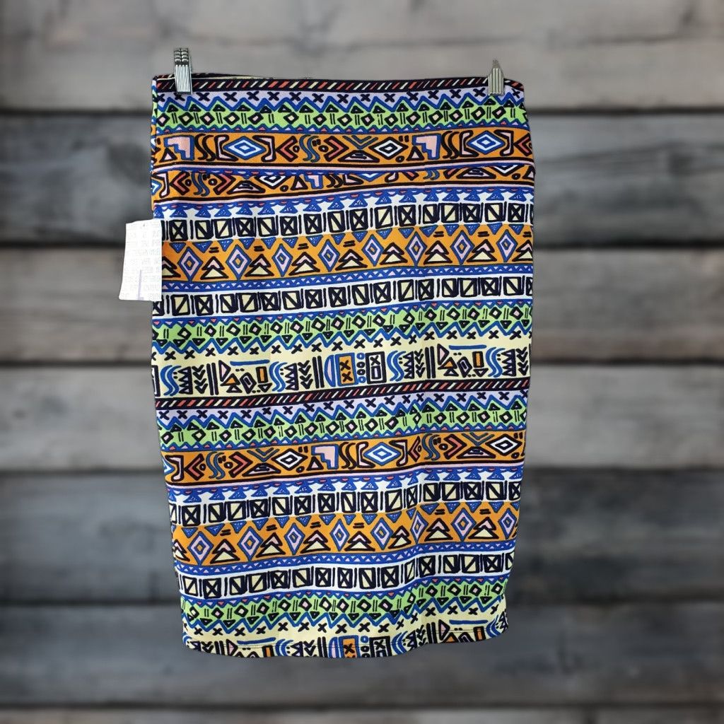 Vintage VINTAGE LuLaRoe Womens Cassie Skirt L Green Orange Pull On Casual Knee Length Floral Pattern Size 36" / US 14 / IT 50 - 1 Thumbnail