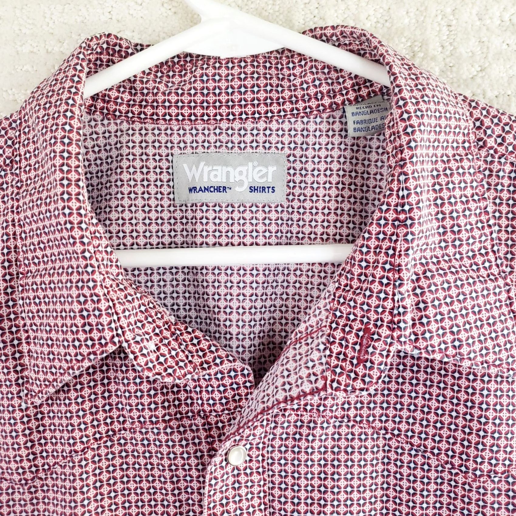 Wrangler VINTAGE Wrangler Shirt Men 2XT Red Geometric Pearl Snap Wrancher Pockets ShortS Size US XXL / EU 58 / 5 - 6 Thumbnail