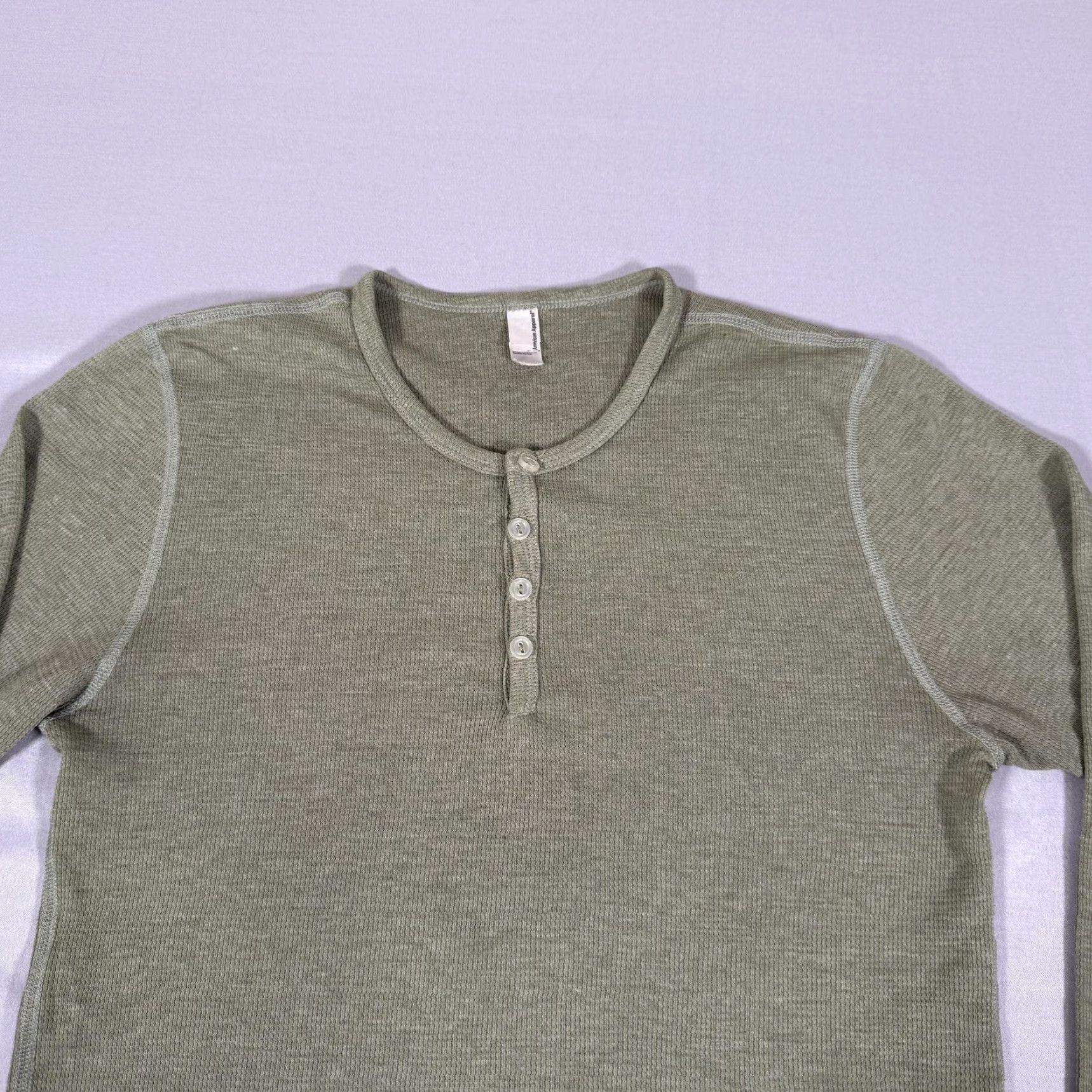 American Apparel American Apparel Shirt Men Small Green Thermal Henley T-Shirt Size US S / EU 44-46 / 1 - 2 Thumbnail