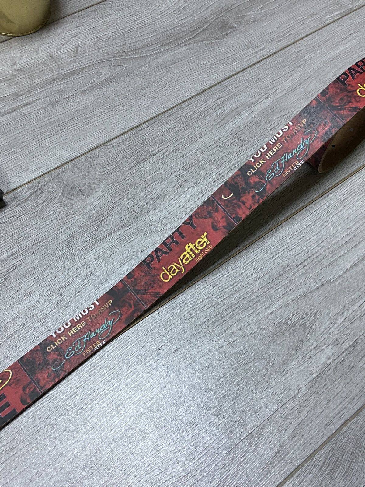 Christian Audigier × Ed Hardy × Vintage Ed Hardy rose 🌹 vintage leather belt over print big buckle Size ONE SIZE - 4 Thumbnail