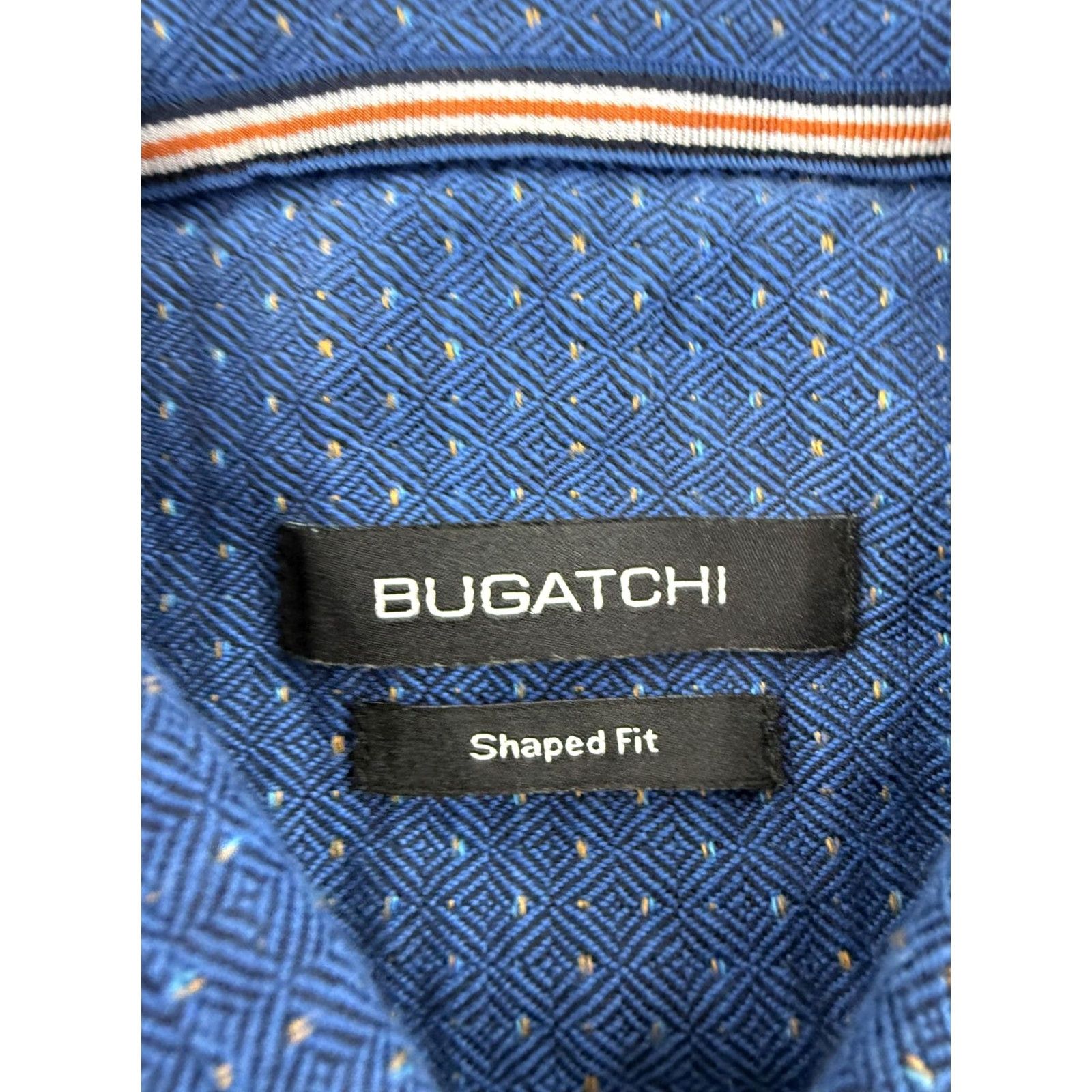 BUGATCHI Bugatchi Shirt Mens Large Blue Geometric Long Sleeve Button Front Shaped Fit Size US L / EU 52-54 / 3 - 3 Thumbnail