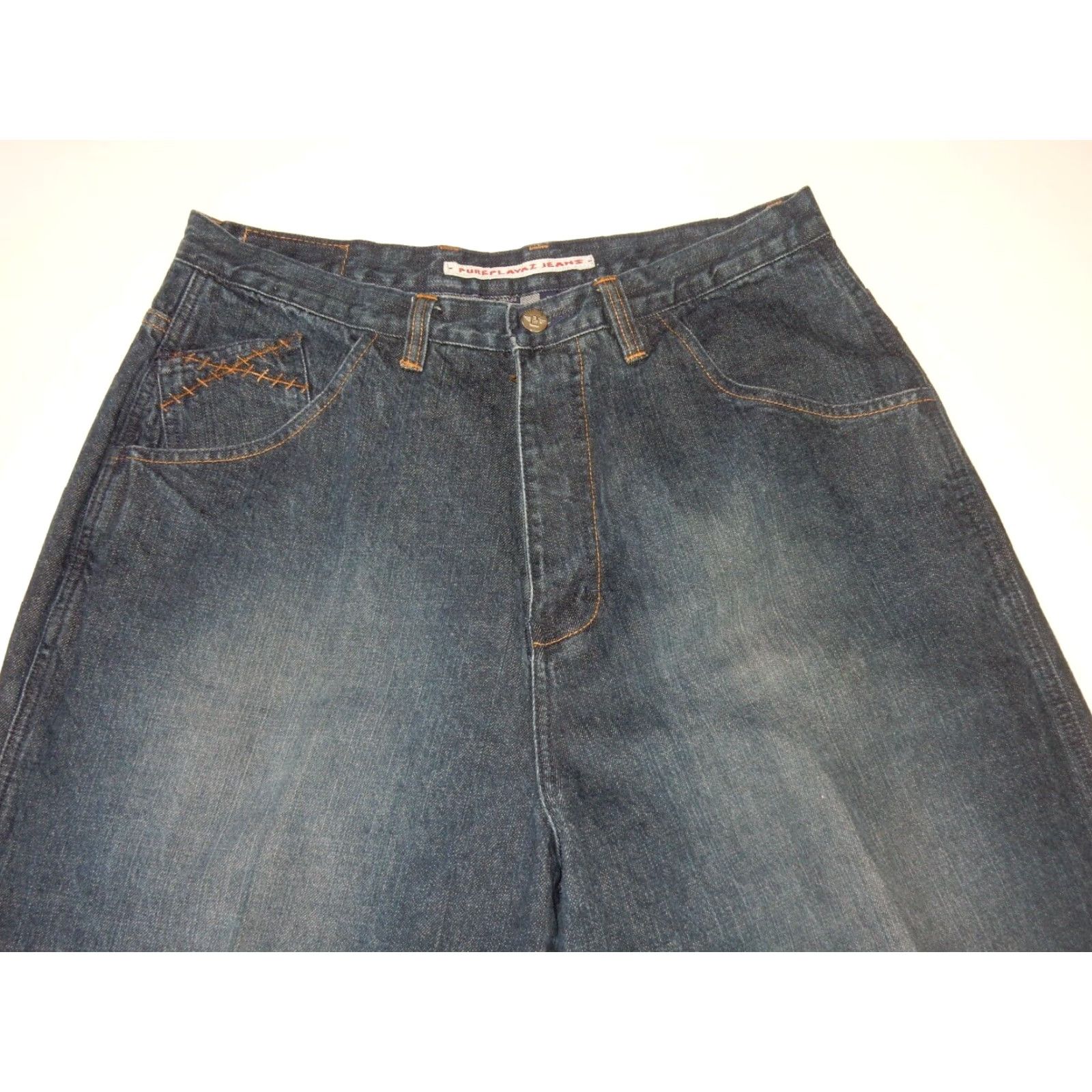 Denime VINTAGE Pure Playaz Men's Denim Jeans Tapered 34x33 Blue Baggy 90s Size US 34 / EU 50 - 4 Thumbnail