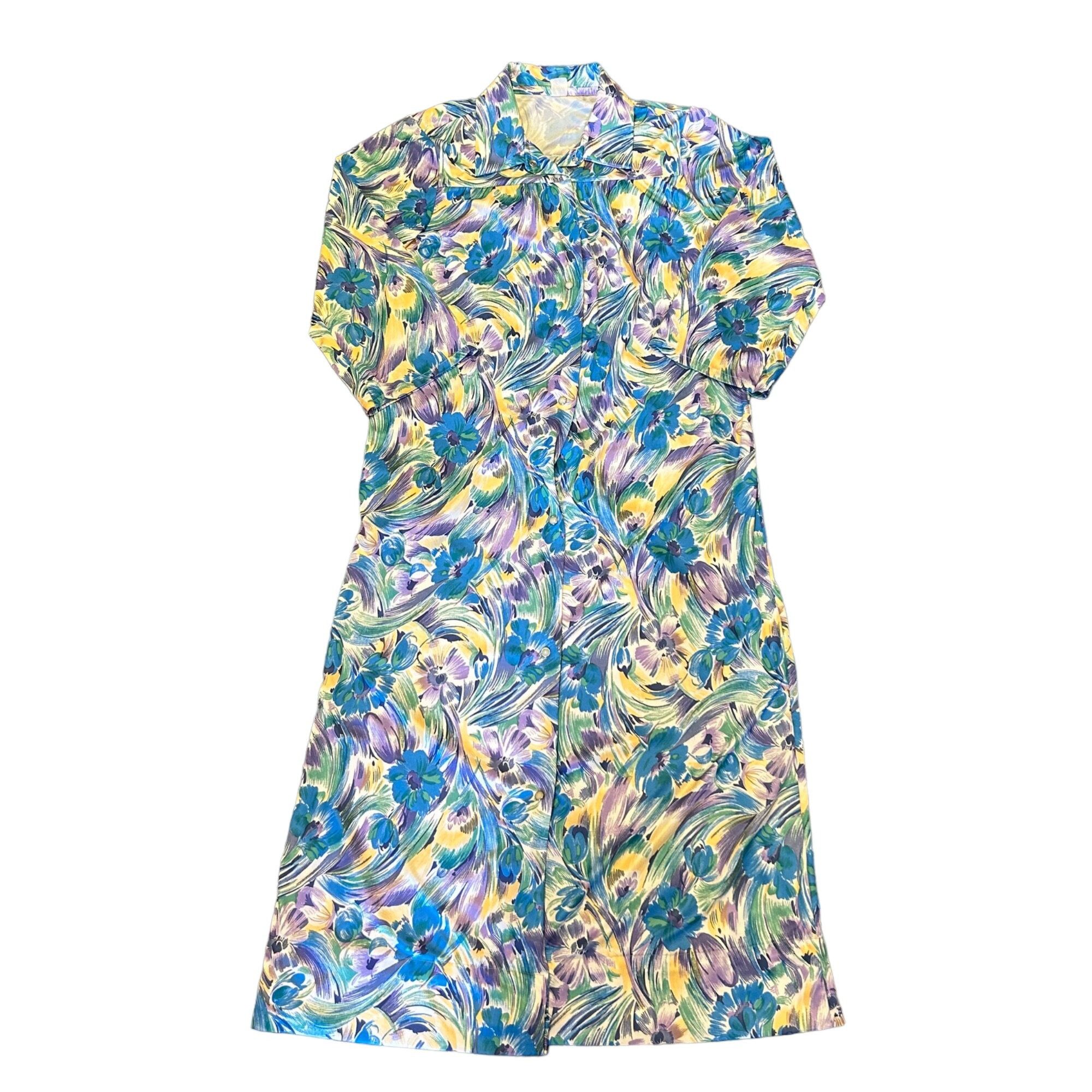 Vintage Vintage Novelty Floral Print Pearl Snap Button Down Dress Ni Size M / US 6-8 / IT 42-44 - 1 Thumbnail