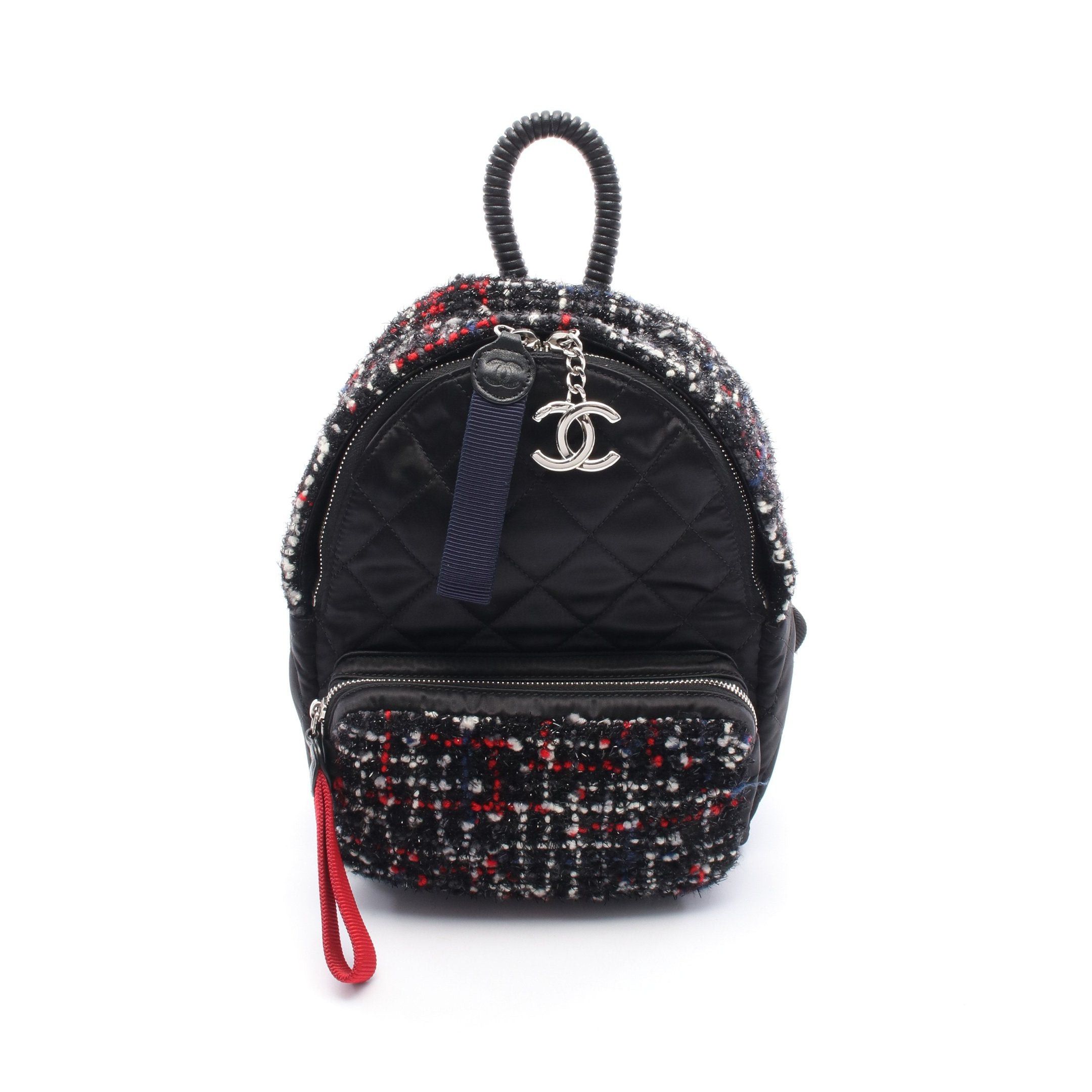 Chanel Chanel Matelasse Backpack Rucksack Nylon Tweed Leather Black Multicolor Silver Hardware Size ONE SIZE - 1 Thumbnail