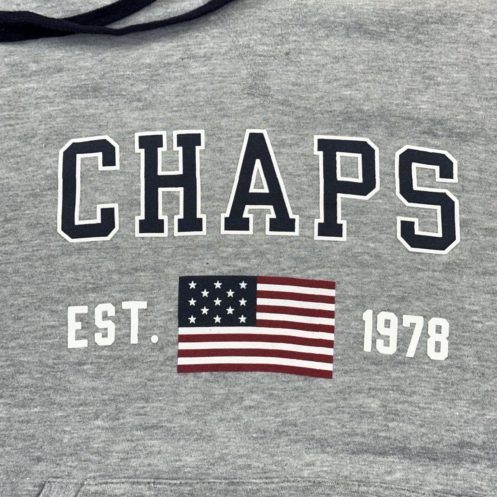 Chaps Chaps Hoodie Mens XL Gray Everyday Fleece USA Flag Logo Spell Out Pullover Shirt Mens XL Gray USA Flag Logo Pullover Hoodie Size US XL / EU 56 / 4 - 2 Thumbnail