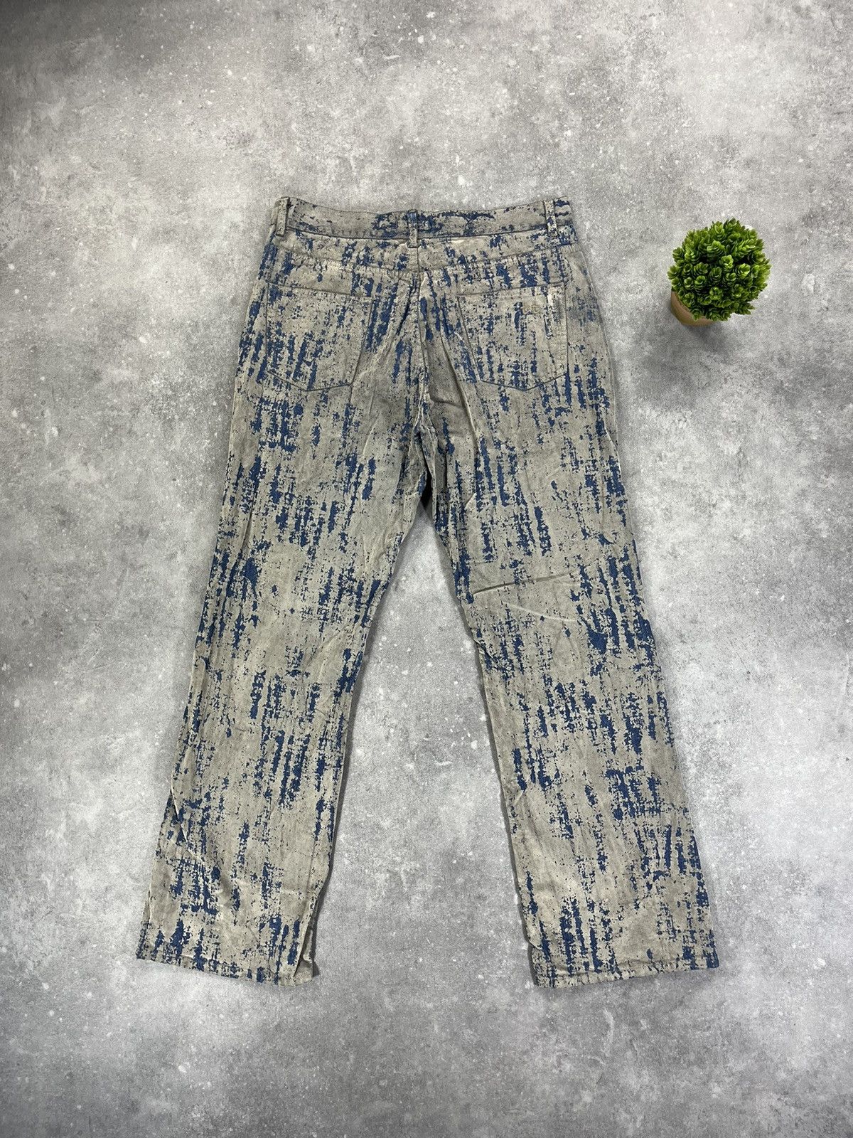 Vintage Rare Painted Distressed Flared Pants Archive Alternative 00s Size US 32 / EU 48 - 2 Thumbnail