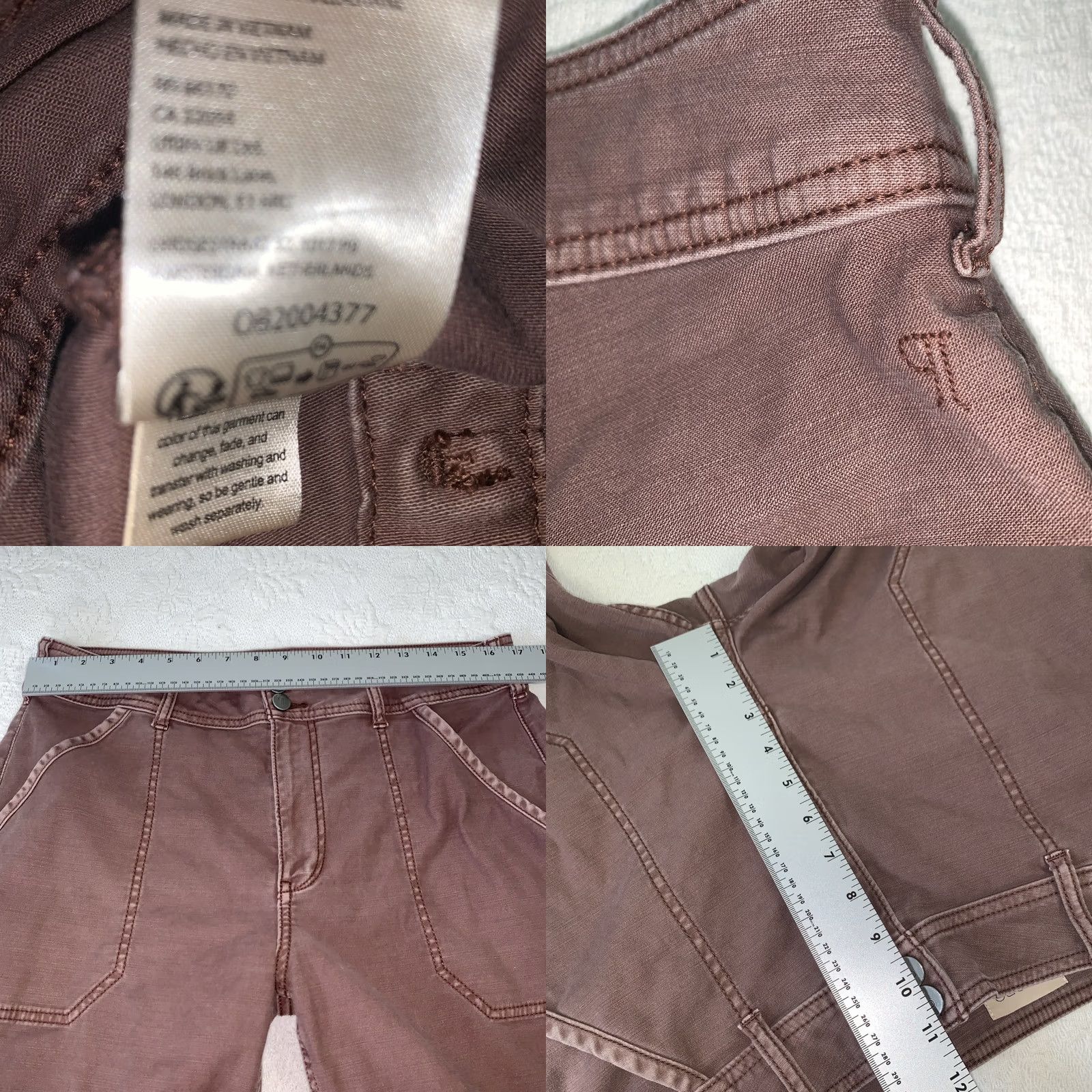 Vintage Pilcro Wide-Leg Jeans Dusty Rose Patch Pockets Double-Button Fly Sz 31 Womens Size 24" / US 00 / IT 34 - 8 Thumbnail