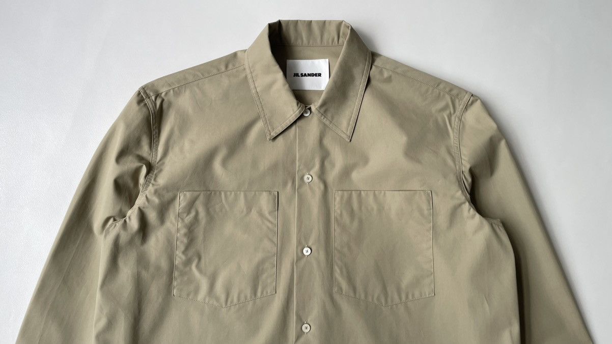 Jil Sander Sage Green Cotton Utility Shirt Size US L / EU 52-54 / 3 - 3 Thumbnail