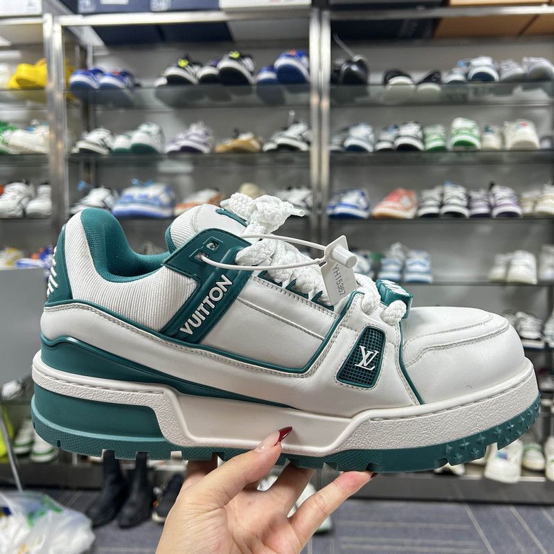 Louis Vuitton Louis Vuitton Trainer Maxi White and Teal Sneakers -2508 Size US 9.5 / EU 42-43 - 6 Thumbnail