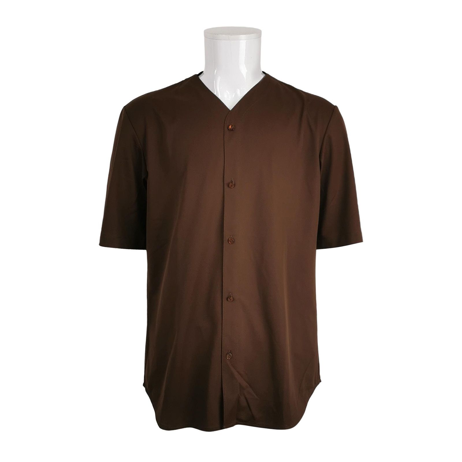 Acne Studios Acne Studios Brown V-Neck Short Sleeve Shirt 46 Size US S / EU 44-46 / 1 - 1 Thumbnail