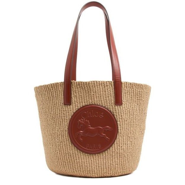Chloe Chloe Horse Medal Sephia Brown Raffia-Effect Basket Shoulder Size ONE SIZE - 1 Thumbnail
