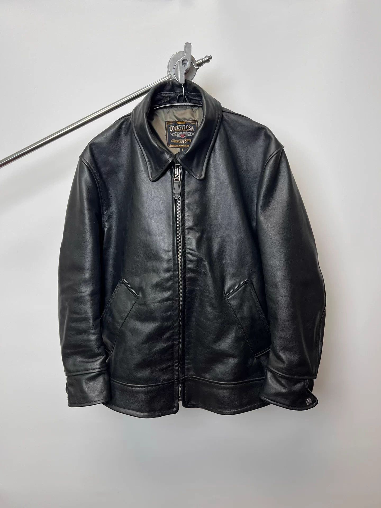 COCKPIT Tea Core Horsehide American Biker Jacket Slim Fit L