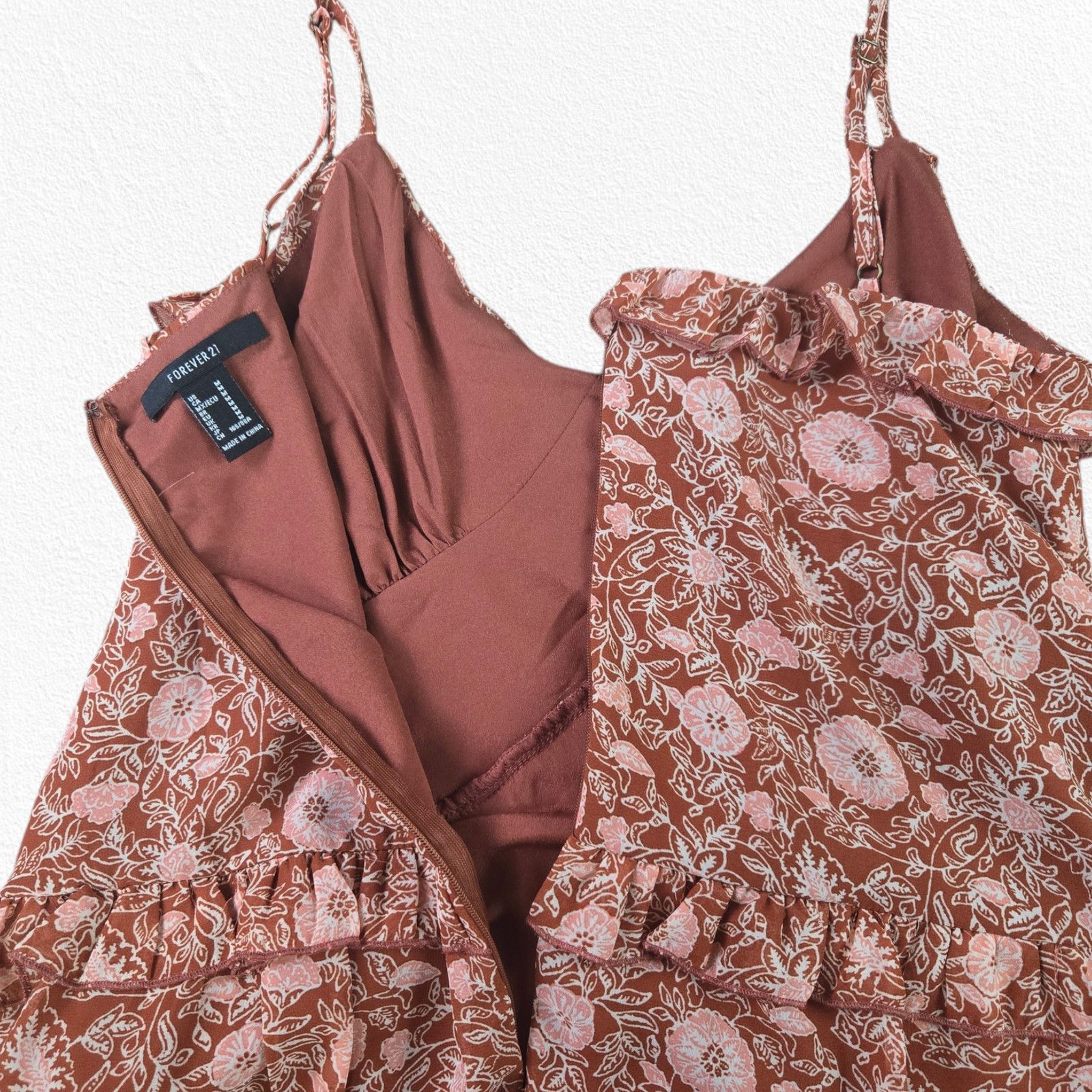 Forever 21 Forever 21 Burnt Orange Floral Boho Mini Dress Size Medium Size M / US 6-8 / IT 42-44 - 9 Thumbnail