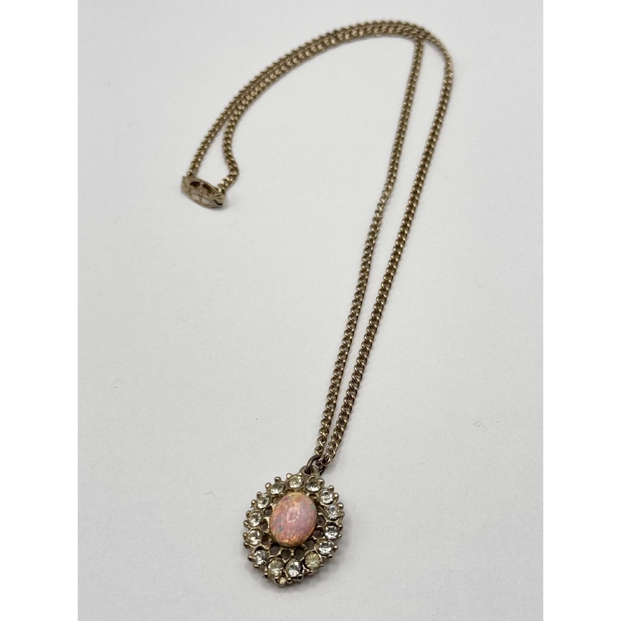 Vintage Vintage rhinestone glass opal moonstone charm pendant neckla Size ONE SIZE - 4 Thumbnail