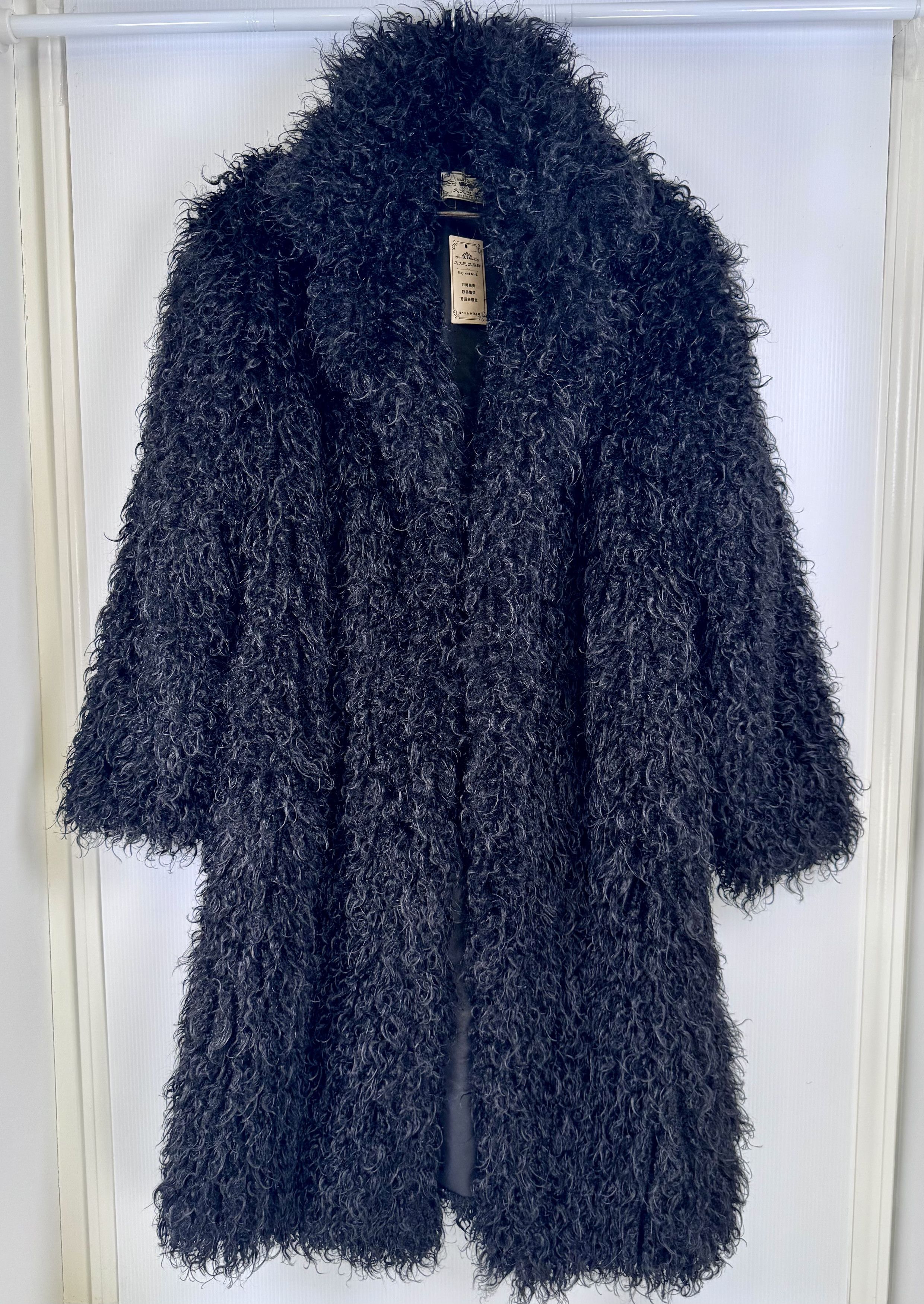 Other UNISEX Black Luxury Full Length Faux Mongolian Fur Coat Size 4XL / US 24-26 - 1 Thumbnail