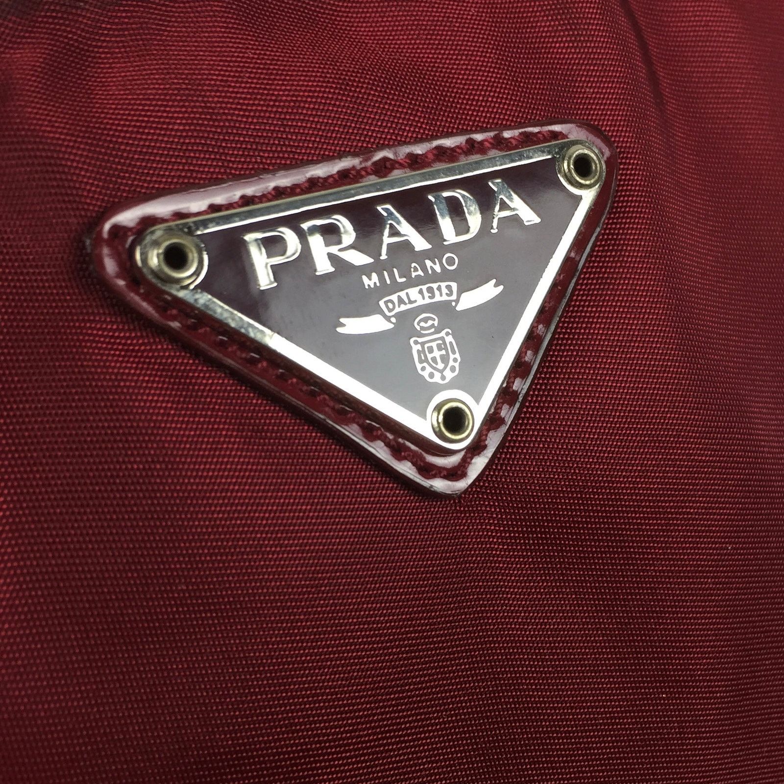 Prada Prada Burgundy Red Nylon Shoulder Bag Size ONE SIZE - 3 Thumbnail