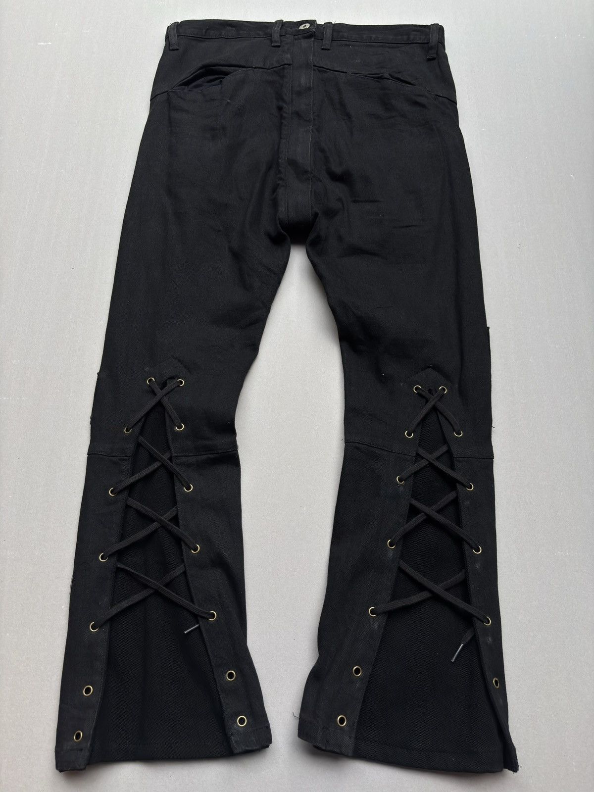 Japanese Brand NO ID drop croth split flare jeans Size US 28 / EU 44 - 5 Thumbnail