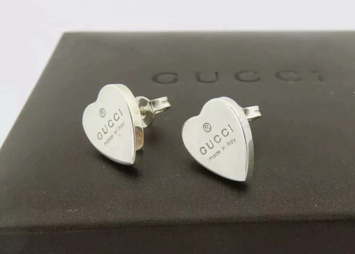 Gucci Authentic Gucci Heart Stud Earrings – Sterling Silver Size ONE SIZE - 1 Thumbnail