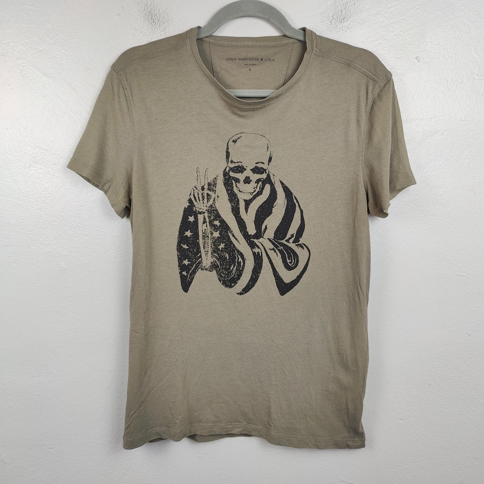 John Varvatos John Varvatos Skeleton American Flag T-Shirt Small Taupe Size US S / EU 44-46 / 1 - 1 Thumbnail