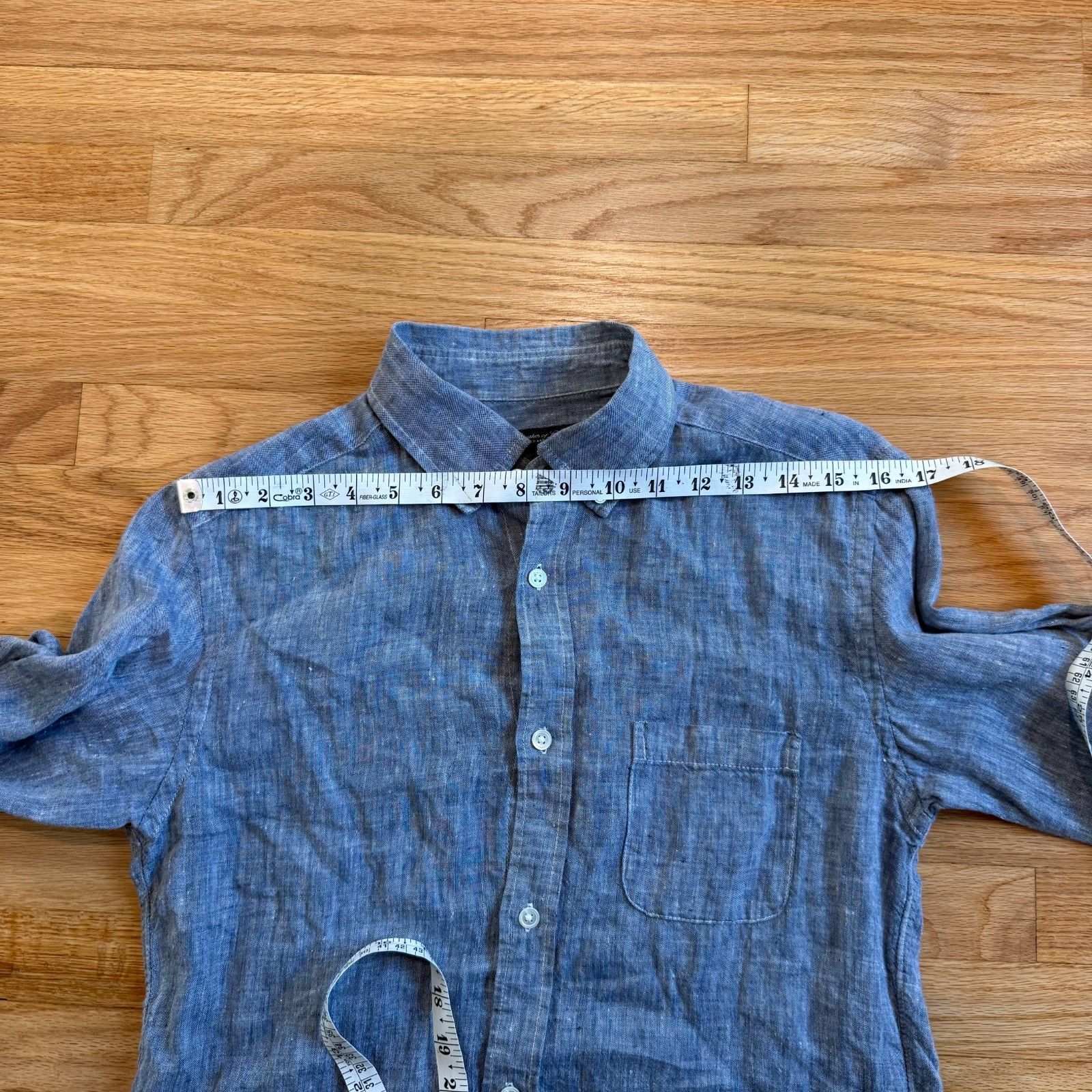 Engineered Garments United Arrows Japan Blue "Rhythm of Life" French Linen Shirt Size US S / EU 44-46 / 1 - 4 Thumbnail