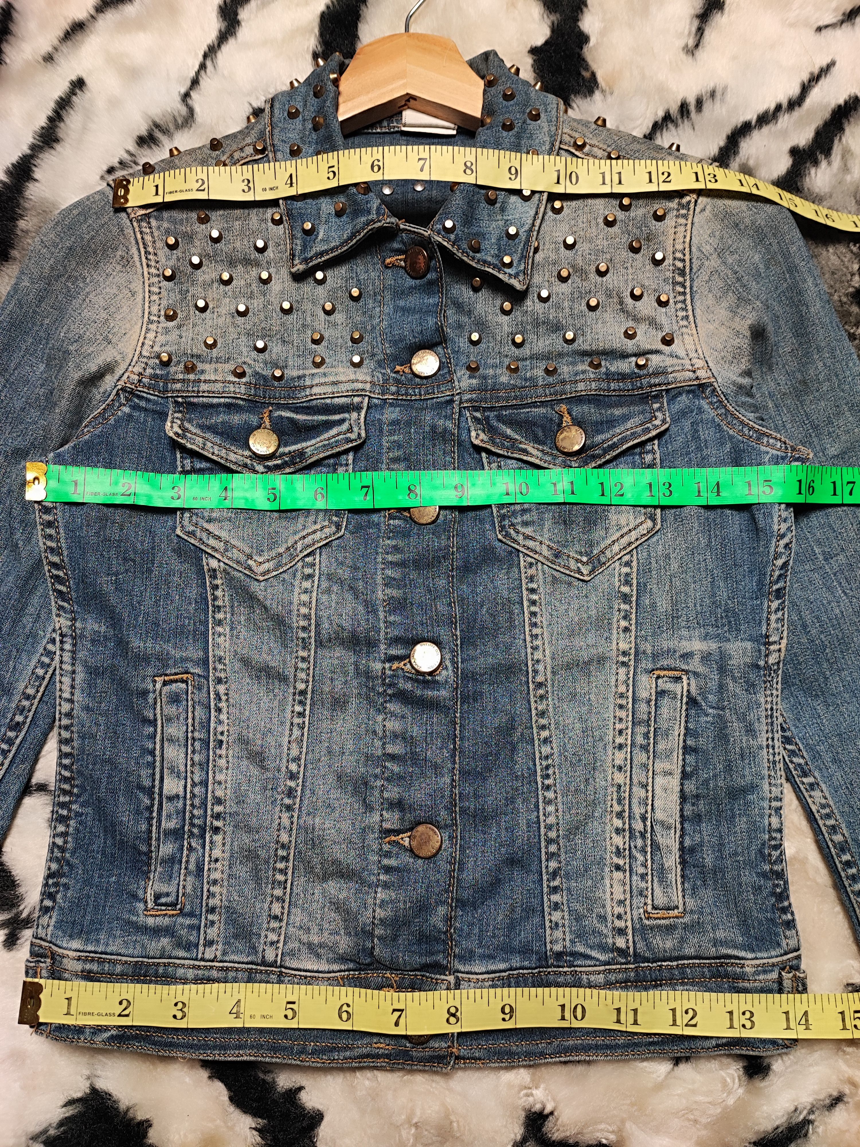 Zara Punk Denim Spike Jacket Boxy by Zara Size US XS / EU 42 / 0 - 18 Thumbnail
