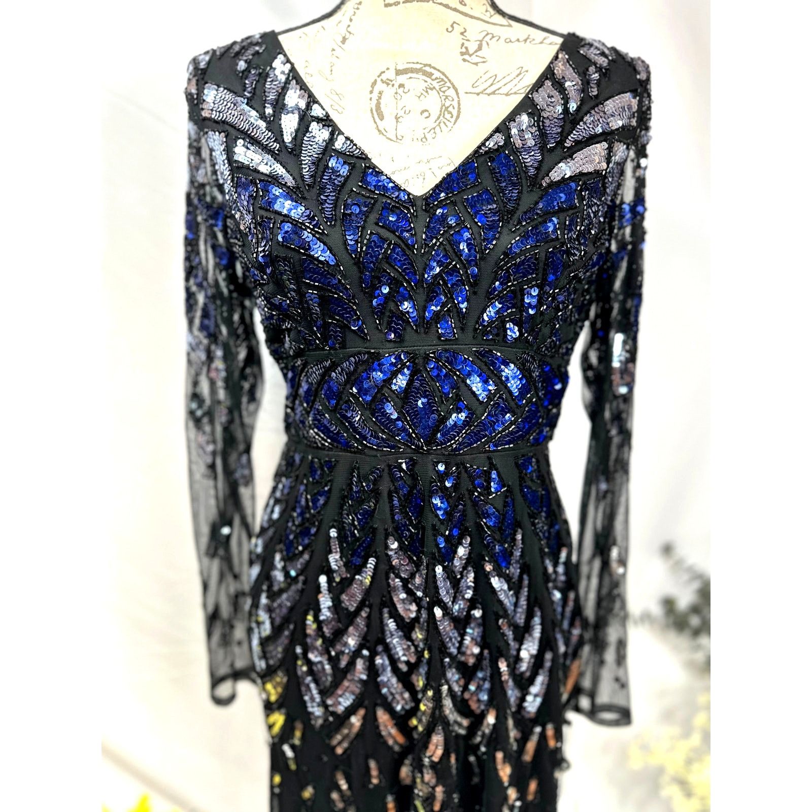 Adrianna Papell Adrianna Papell Lng Sleeve Beaded Sparkling Cocktail Dress 8 Size M / US 6-8 / IT 42-44 - 9 Thumbnail