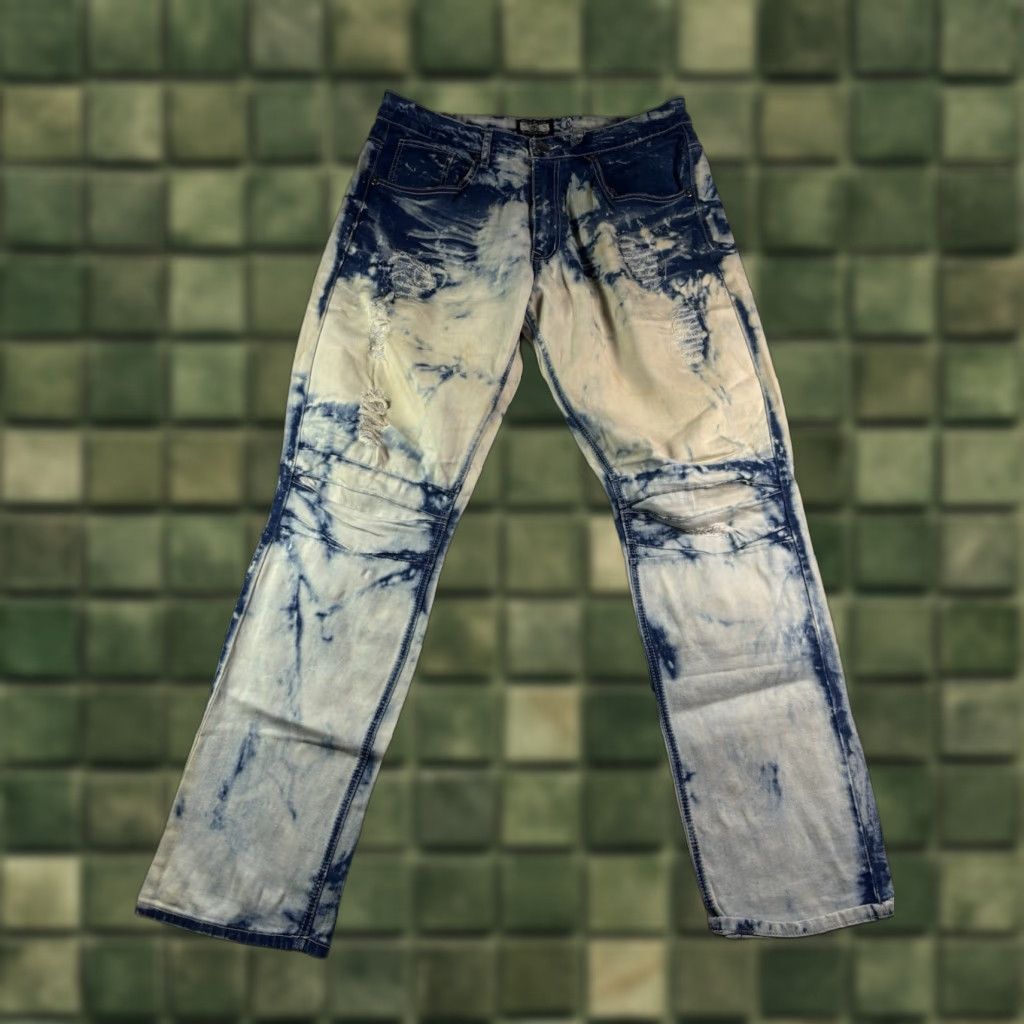 Vintage Gray Earth Jeans Men’s 34x32 Acid Washed Distressed Denim Blue White 5-Pocket Regular Fit Size 34 Jeans Size US 34 / EU 50 - 1 Thumbnail