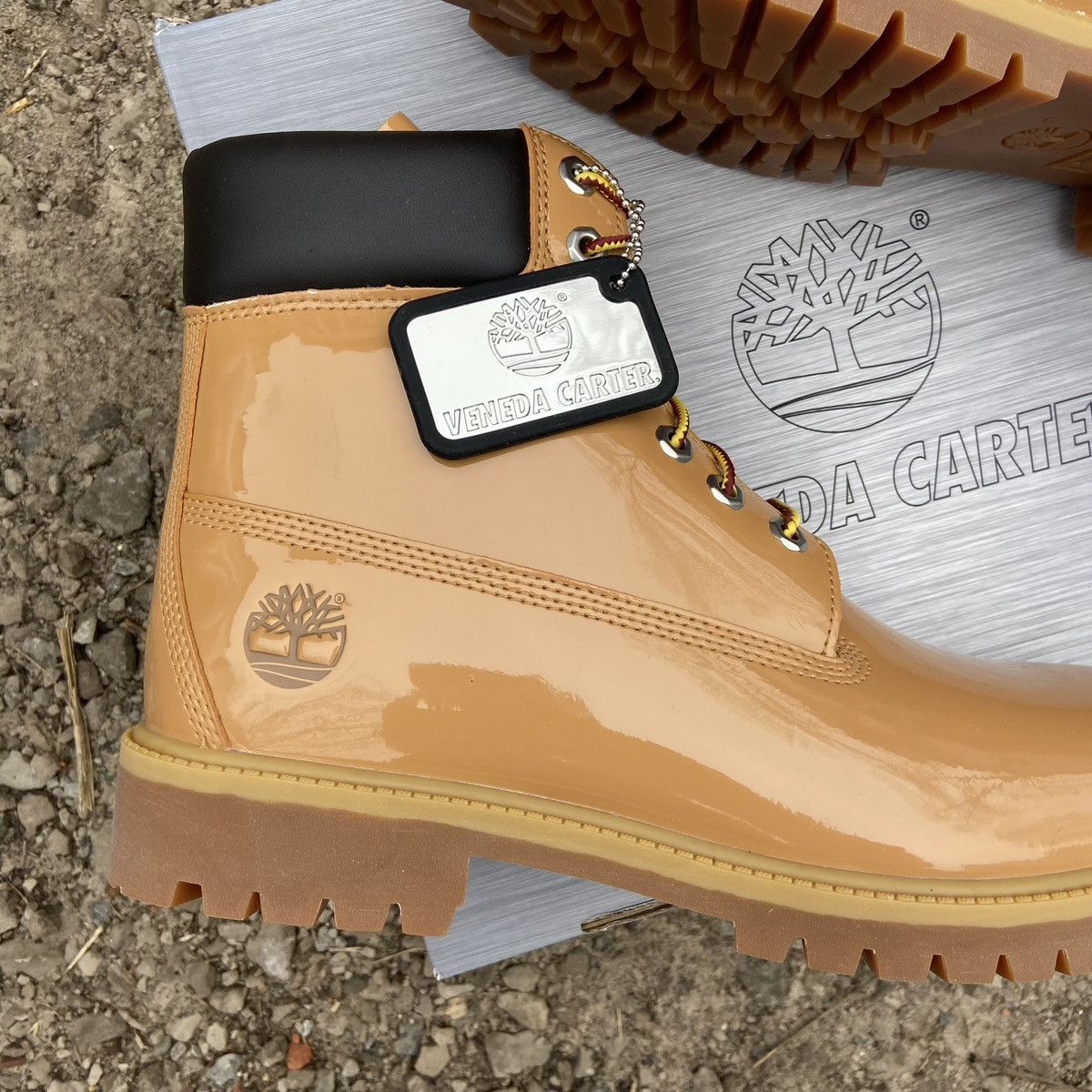 Timberland Veneda Carter Timberland 6” Patent Leather Boots Size 12 Size US 12 / EU 45 - 2 Thumbnail