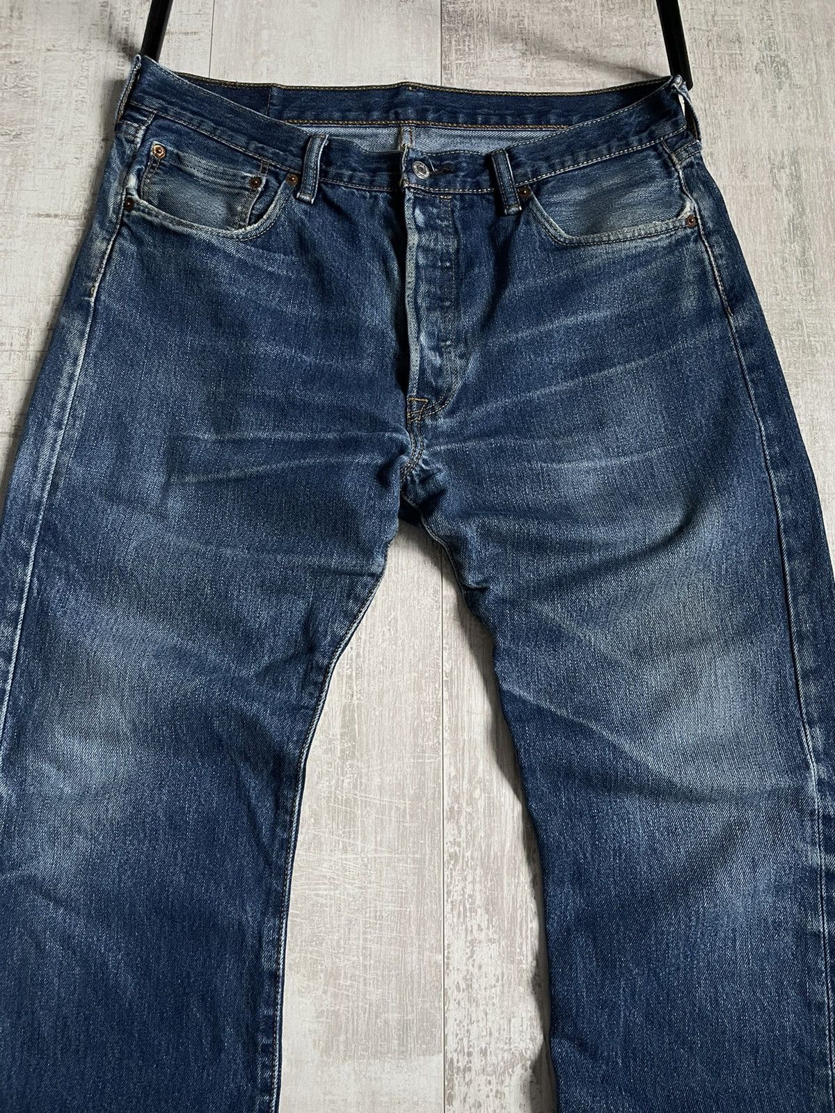 Levi's Vintage Levi’s Black Flag Denim Jeans Punk Distressed Faded Size US 33 - 7 Thumbnail