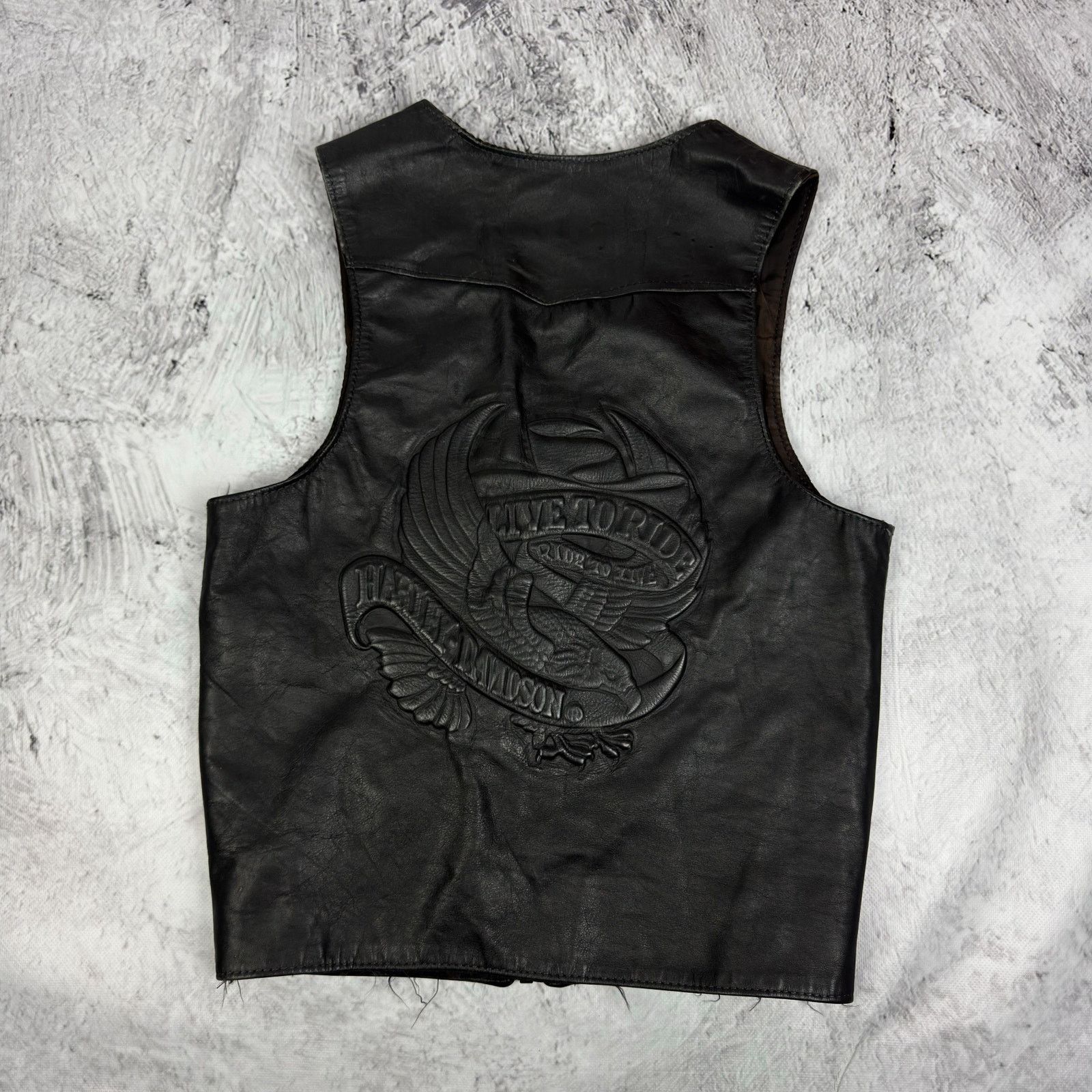Harley Davidson Harley-Davidson Black Leather Full Zip Biker Vest S Size US S / EU 44-46 / 1 - 1 Thumbnail