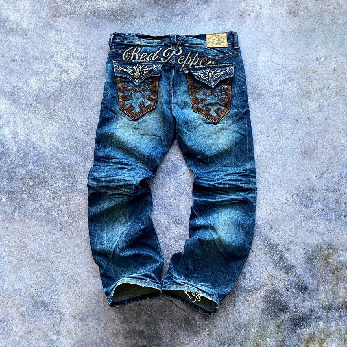 image of Hysteric Glamour x If Six Was Nine Red Pepper Japan&co Big Logo Distressed Jeans Y2K in Denim (Size