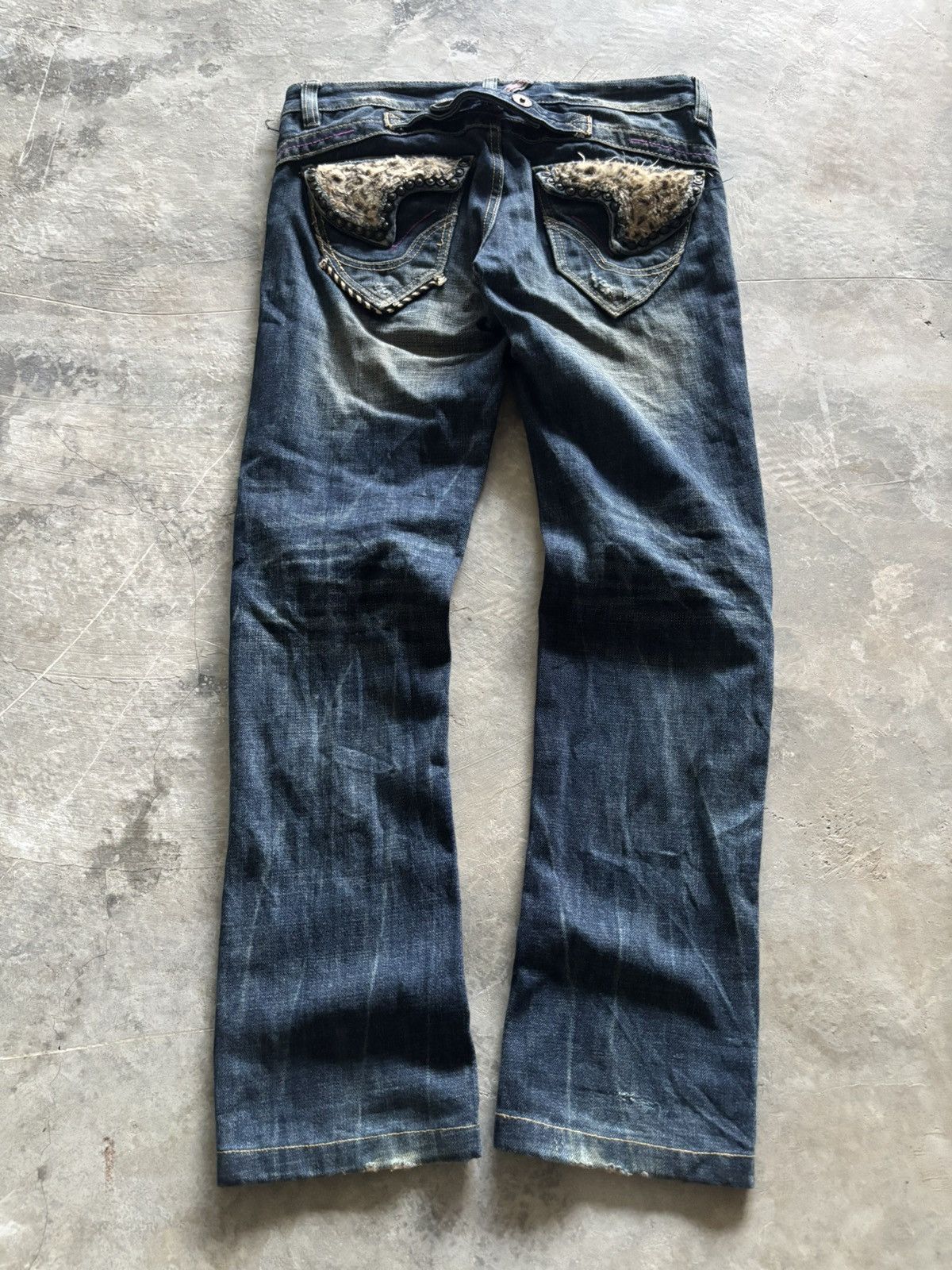If Six Was Nine RED PEPPER JEANS leopard fur backpocket wing punk grunge Size US 32 / EU 48 - 16 Thumbnail