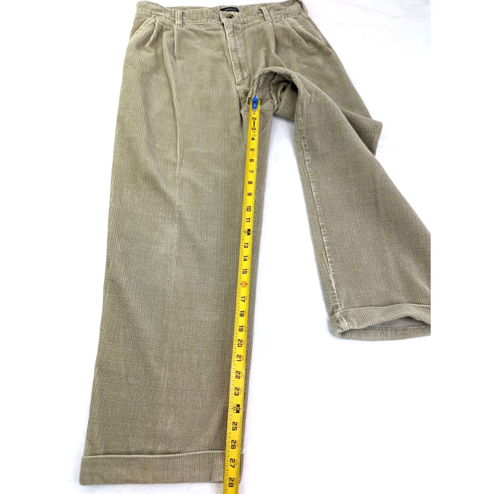 Croft & Barrow Croft & Barrow Pants Men 36x30 (Fits 34x28) Beige Corduroy Straight Pleated Cuff Size US 34 / EU 50 - 4 Thumbnail