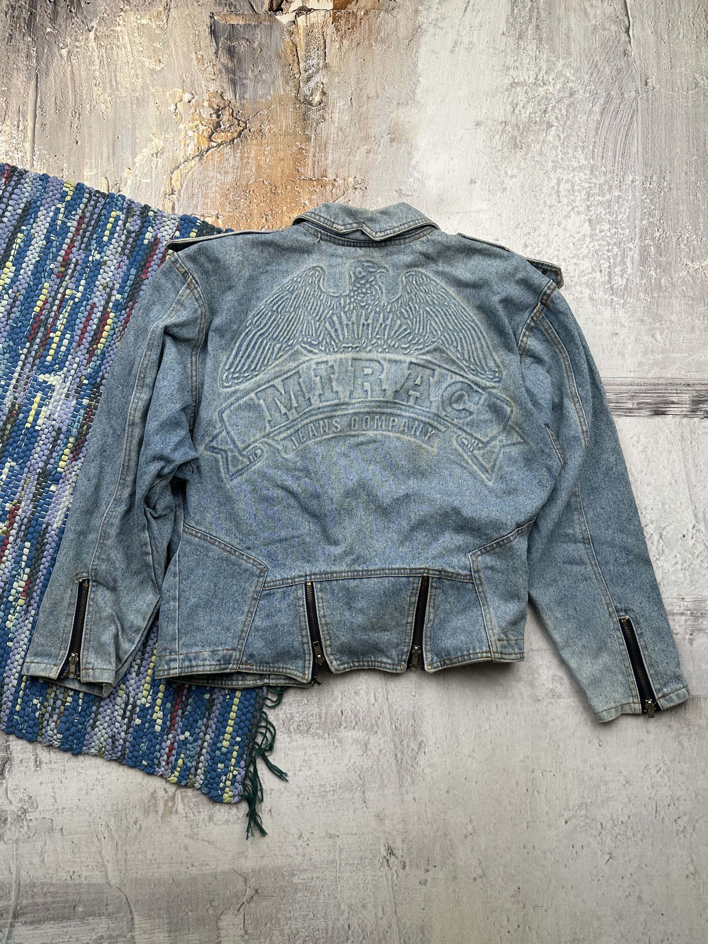 Vintage Vintage Biker Denim Jacket A148(362) Size S / US 4 / IT 40 - 7 Thumbnail
