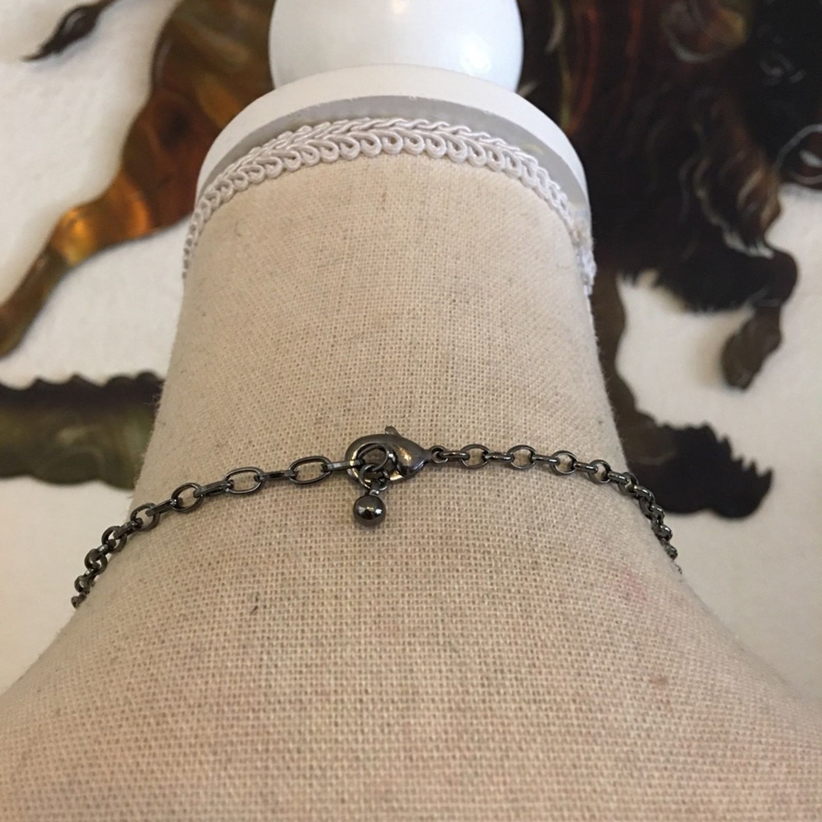 Jewelry Dark chrome chain link rhinestone accent necklace Size ONE SIZE - 5 Thumbnail