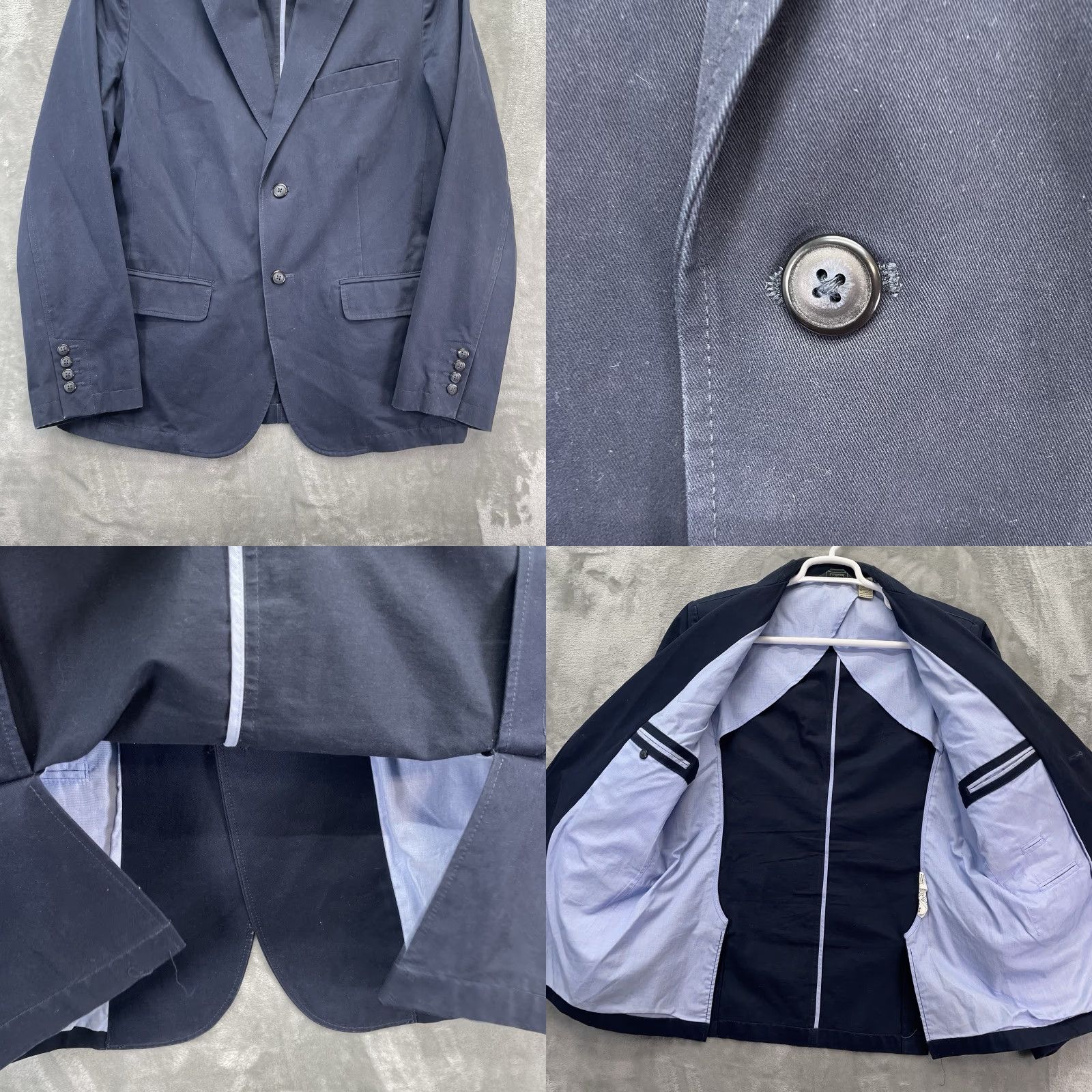Vintage LL Bean Blazer Jacket Men 40R Coat Two-Button Single-Breasted Navy Blue Cotton Lining Casual Business Travel 44 Chest Regular Fit Mens Size 40R - 9 Thumbnail