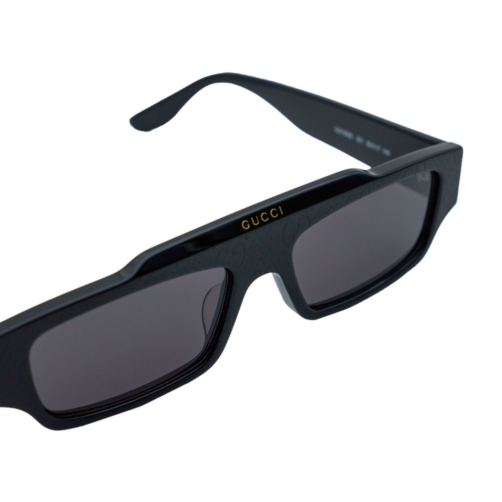 Gucci Gucci Black GG 1592 Monogram Logo Rectangular Sunglasses Size ONE SIZE - 6 Thumbnail