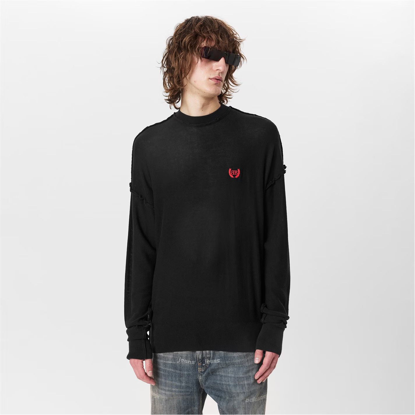 Balenciaga o1g2r1mq0226 Oversized Sweater In Black Size US L / EU 52-54 / 3 - 3 Thumbnail