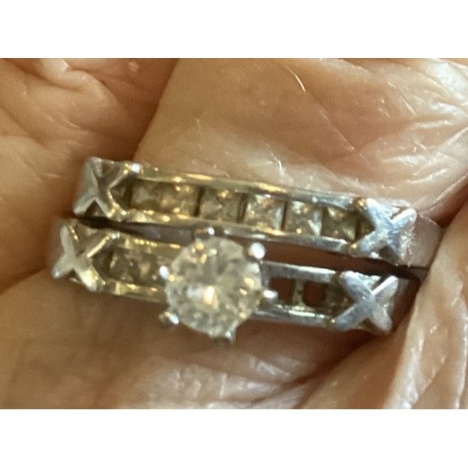 Other Cubic Zirconia or Glass 925 Sterling Wedding Set W/X Sz 8.75 Size ONE SIZE - 9 Thumbnail