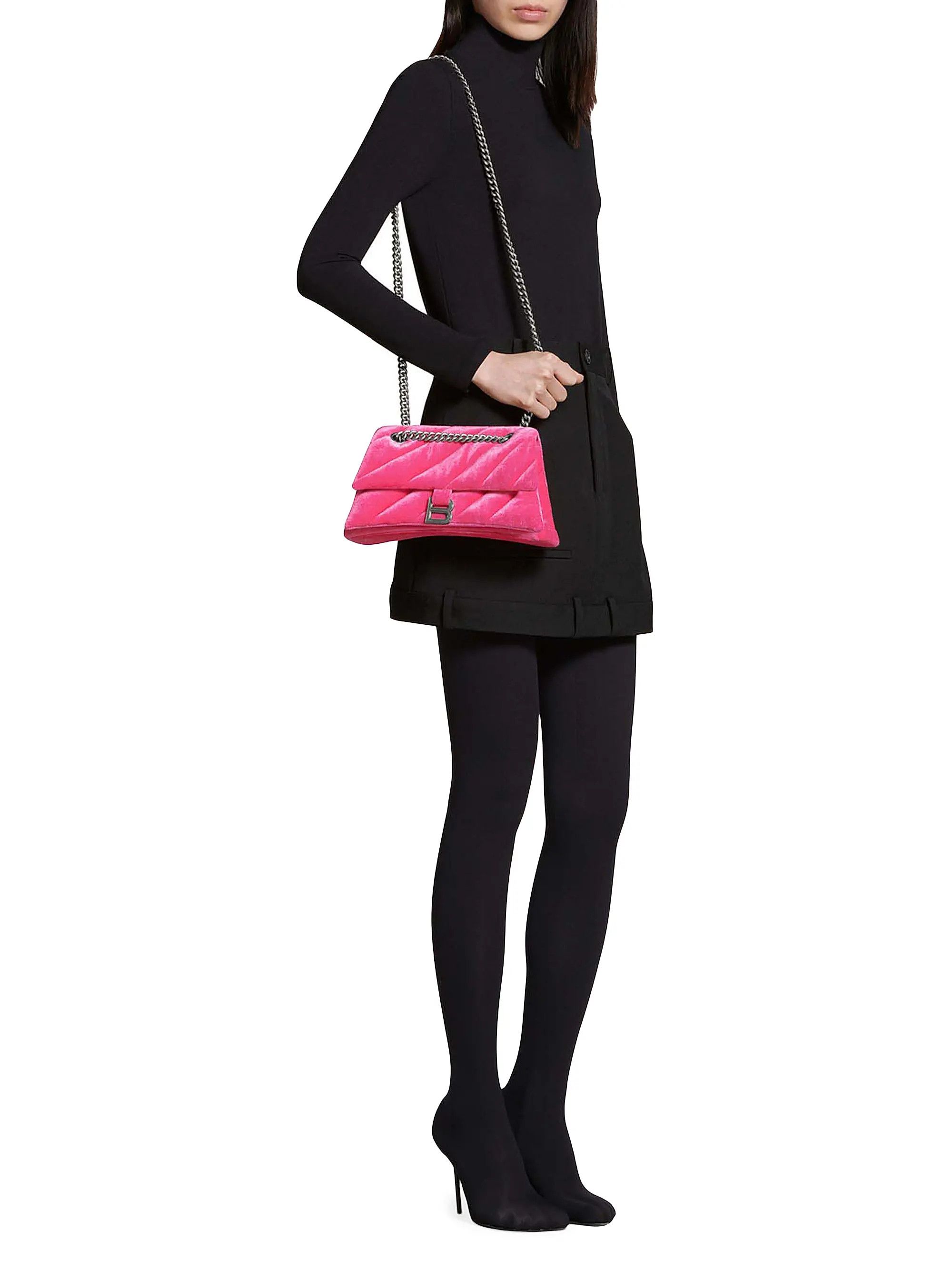 Balenciaga oc11z1125 Size: OS / Crush Small Chain Bag Quilted Velvet Size ONE SIZE - 3 Thumbnail